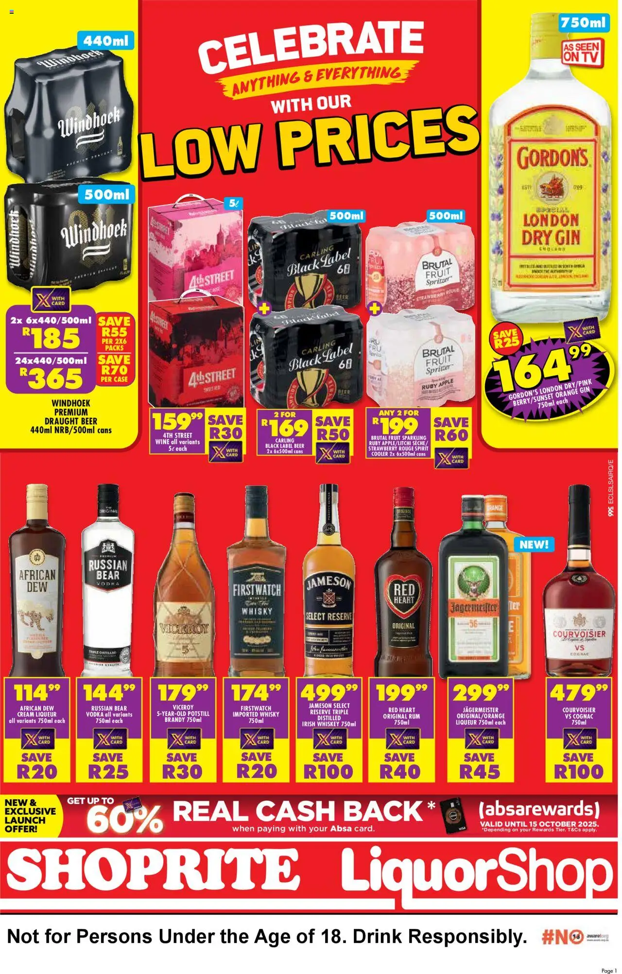 New Shoprite catalogue – valid from 23.09.2025 | Page: 1 | Products: Rum, Cooler, Vodka, Whiskey