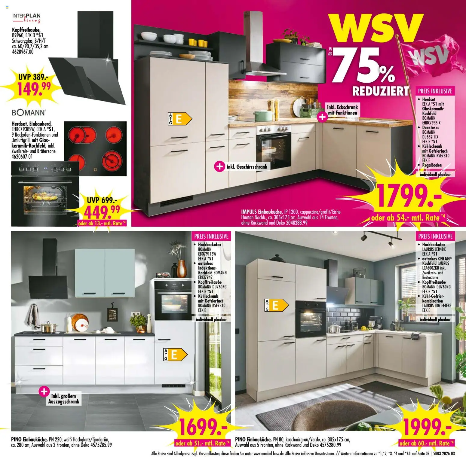 SB Möbel Boss Prospekt 	 – gültig ab 10.01.2026 | Seite: 3 | Produkte: Kühlschrank, Kochfeld