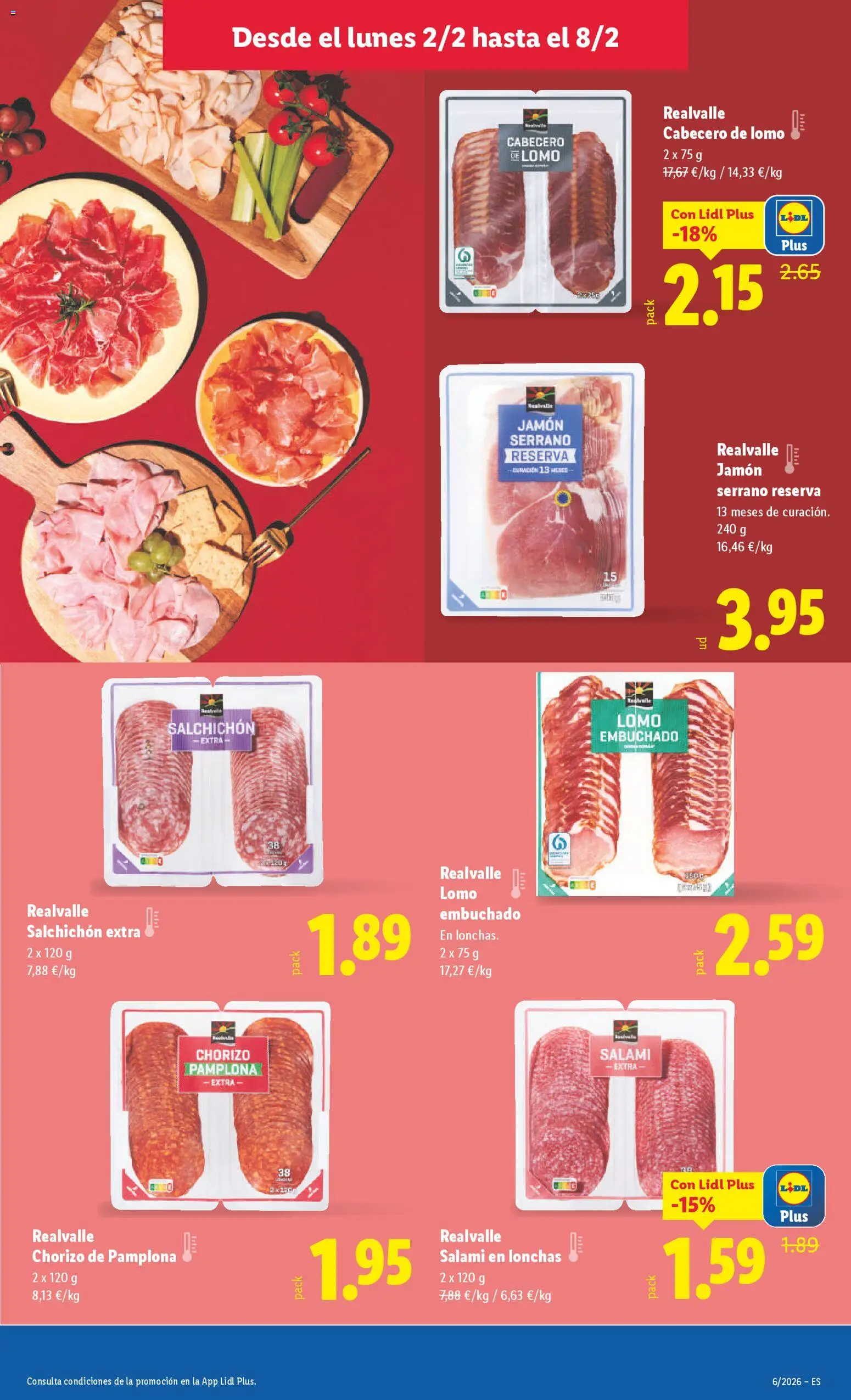 Lidl folleto │ válido desde el 02.02.2026 | Página: 7 | Productos: Jamón serrano, Jamón, Salami