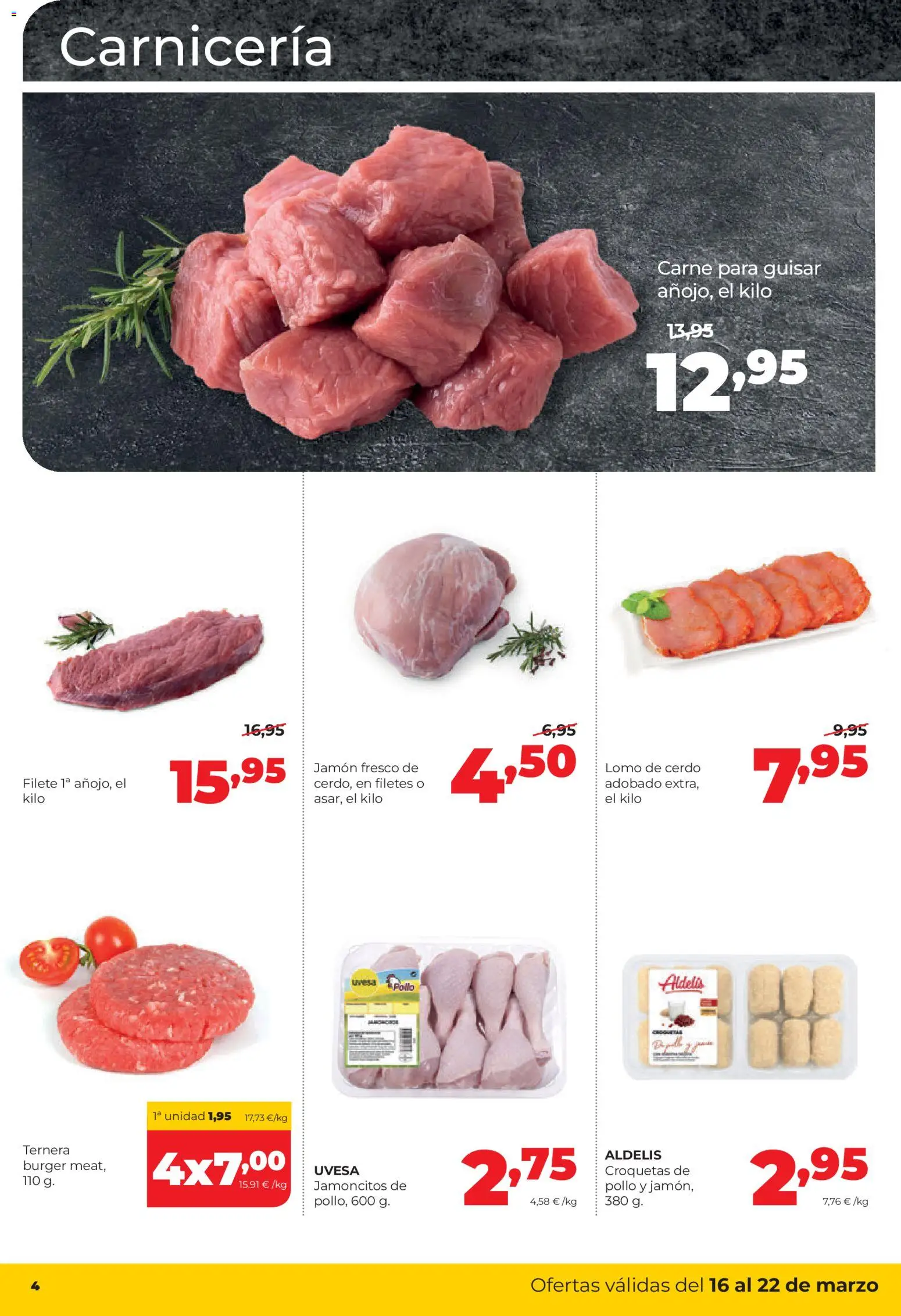 Alimerka folleto Castilla y León │ válido desde el 16.03.2026 | Página: 4 | Productos: Jamón, Cerdo, Croquetas, Filete