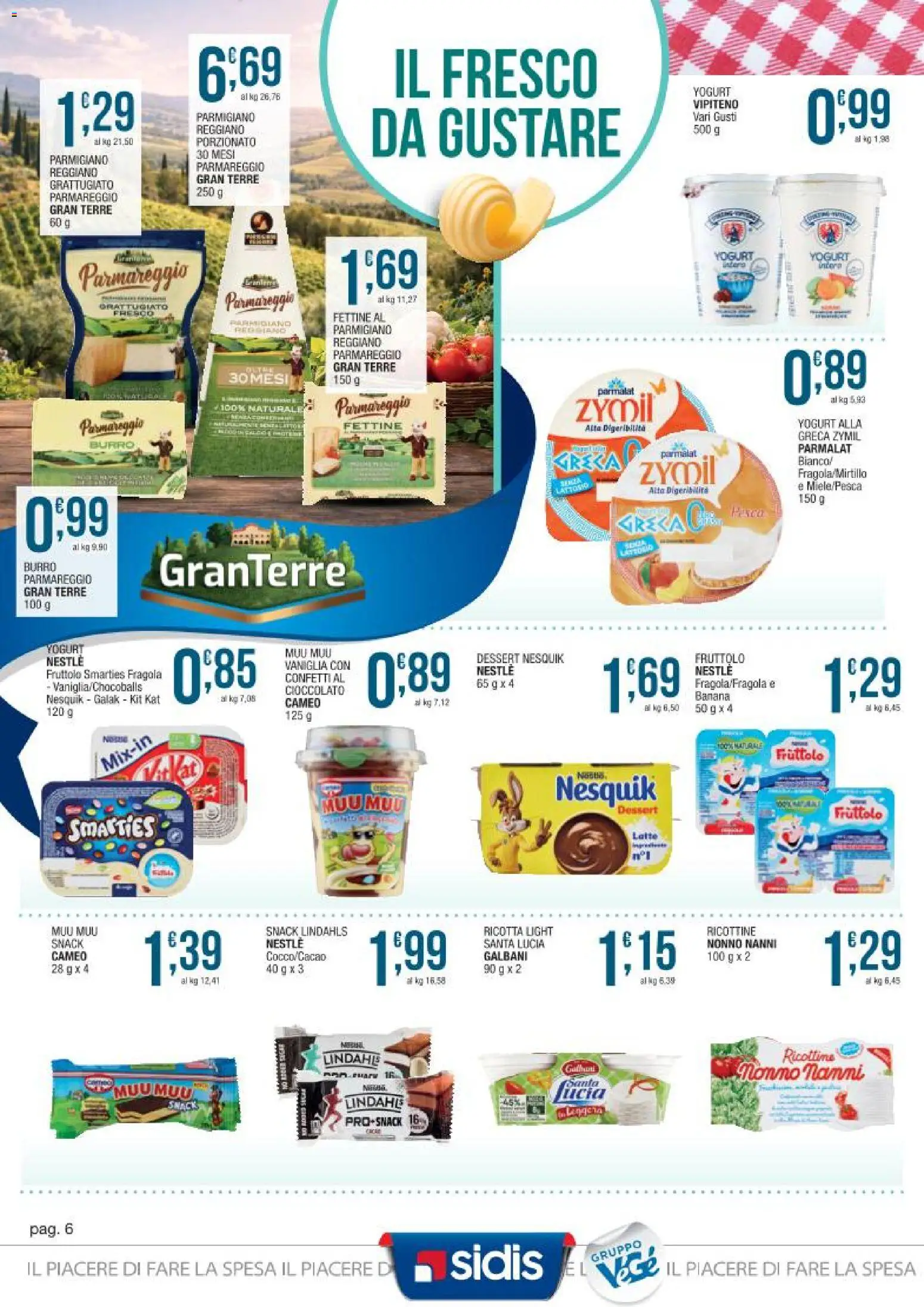 Volantino Sidis del 23.02.2026 | Pagina: 6 | Prodotti: Yogurt, Burro, Parmigiano reggiano, Parmigiano
