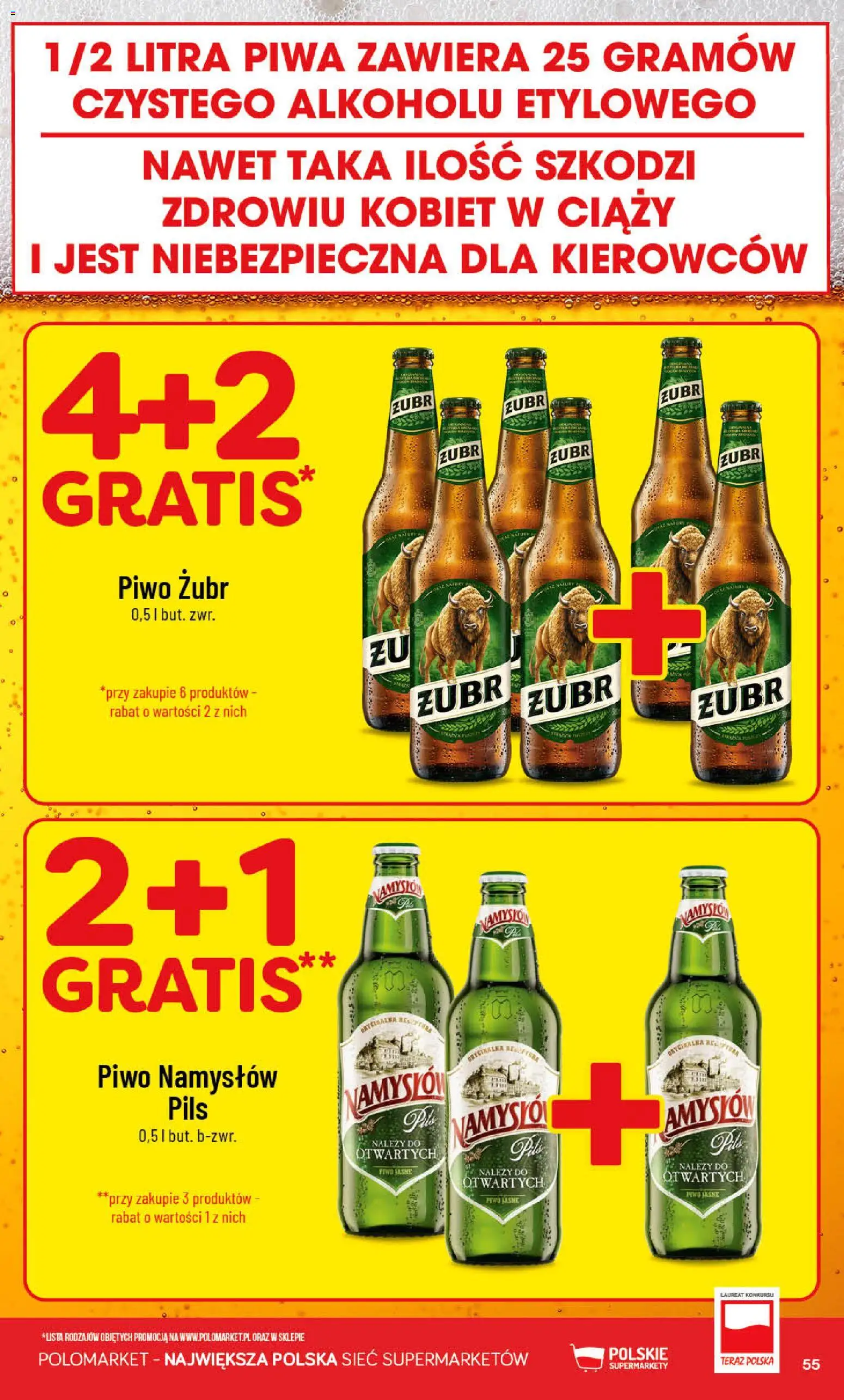 POLOmarket gazetka od 29.04.2026 | Strona: 55 | Produkty: Piwo żubr, Piwo, Piwo Namysłów