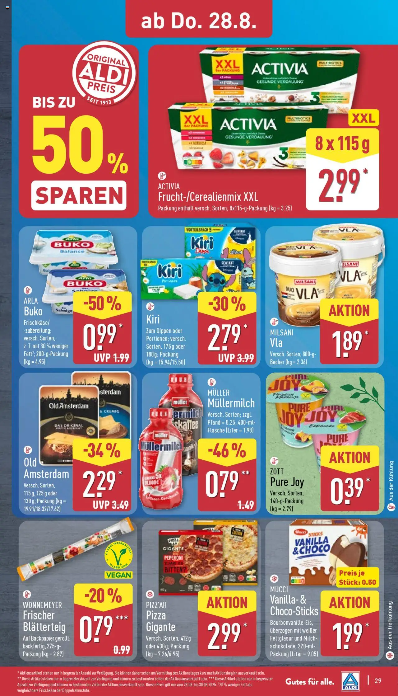 Aldi Prospekt 	 - gültig ab dem 25.08.2025 | Seite: 29 | Produkte: Activia, Müllermilch, Muller mullermilch, Frischkase
