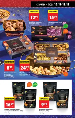 Pogląd oferty "Pistacje z ciastem kadayfi w czekoladzie Biedronka, 120 g, Pistacje z ciastem kadayfi w czekoladzie różne rodzaje" - ważna od 13.11.2025 | Strona: 45