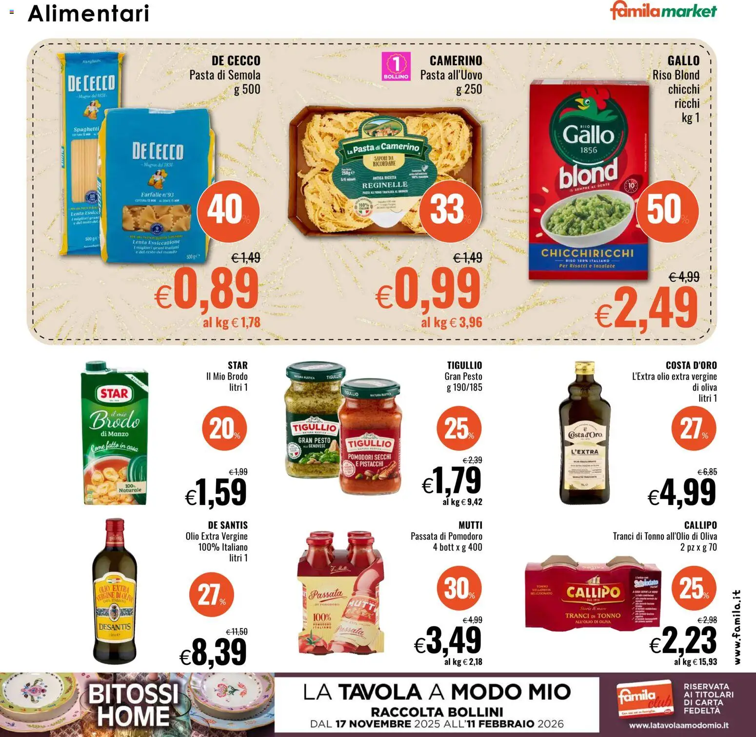 Volantino Famila del 28.12.2025 | Pagina: 15 | Prodotti: Olio, Passata di pomodoro, Olio extra vergine, Mutti