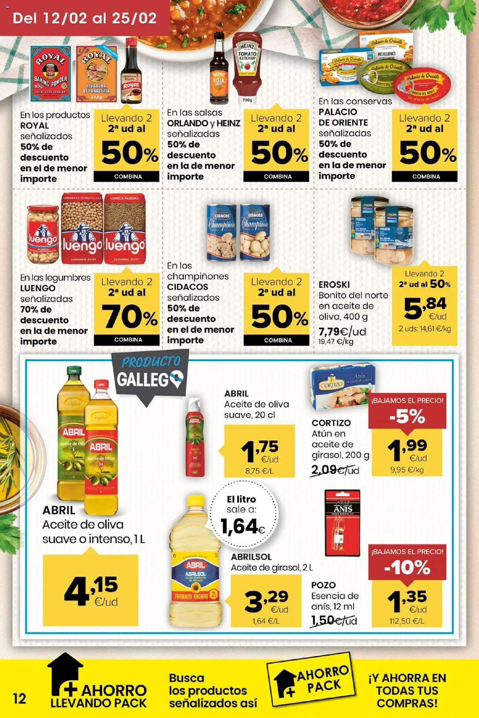 Eroski folleto │ válido desde el 12.02.2026 | Página: 12 | Productos: Aceite, Aceite de oliva, Panadería
