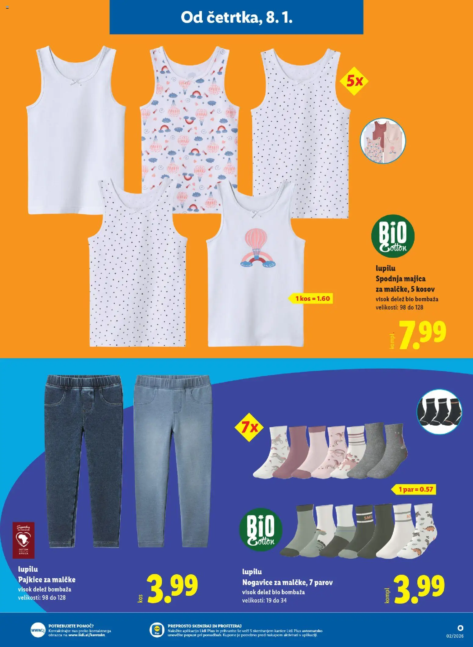 Novi Lidl katalog ponudbe – veljaven od 08.01.2026 | Stran: 19 | Izdelki: Pajkice, Kos, Majica, Nogavice