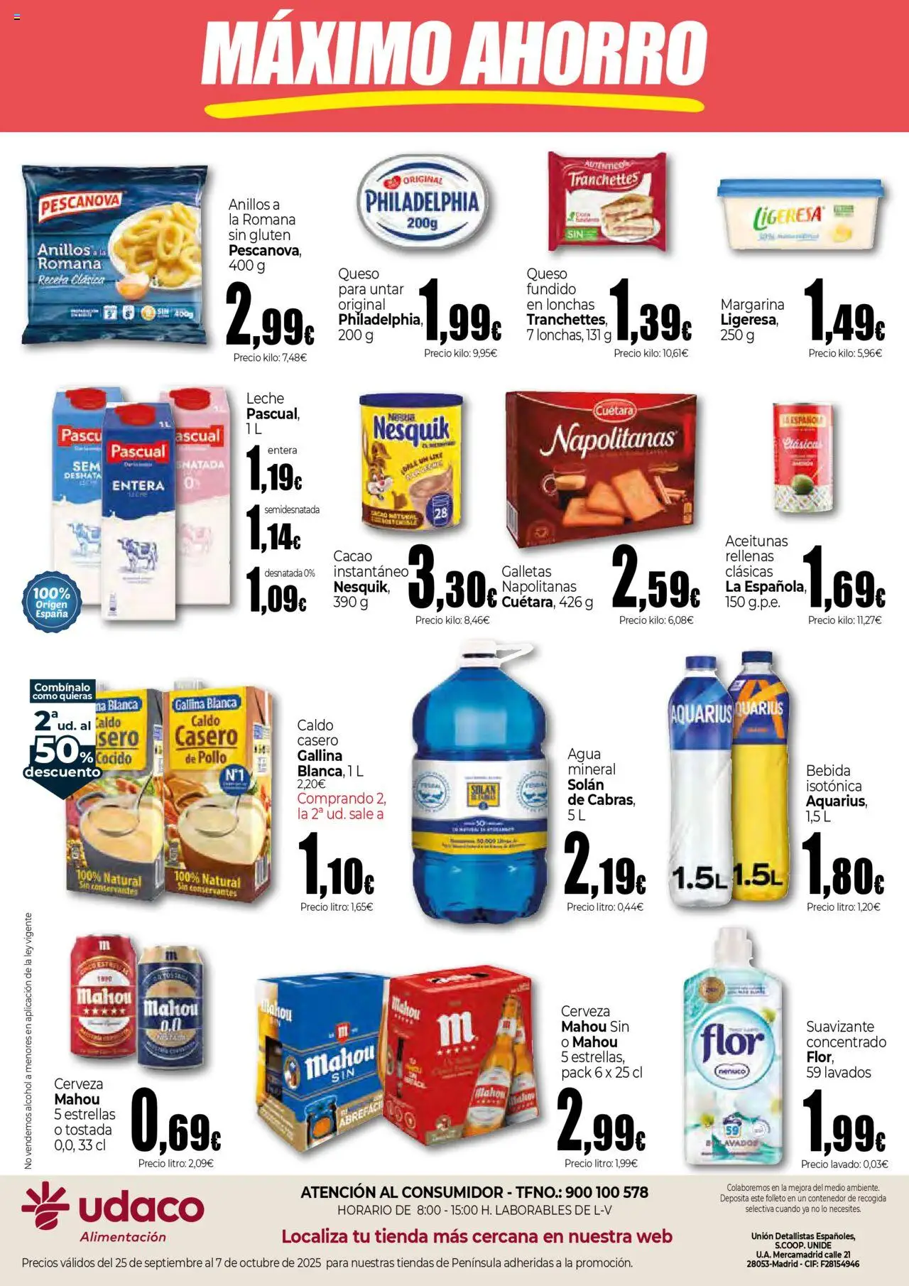 Unide - Máximo Ahorro │ válido desde el 25.09.2025 | Página: 2 | Productos: Cerveza, Margarina, Mesa, Φρυγανιές σικάλεως