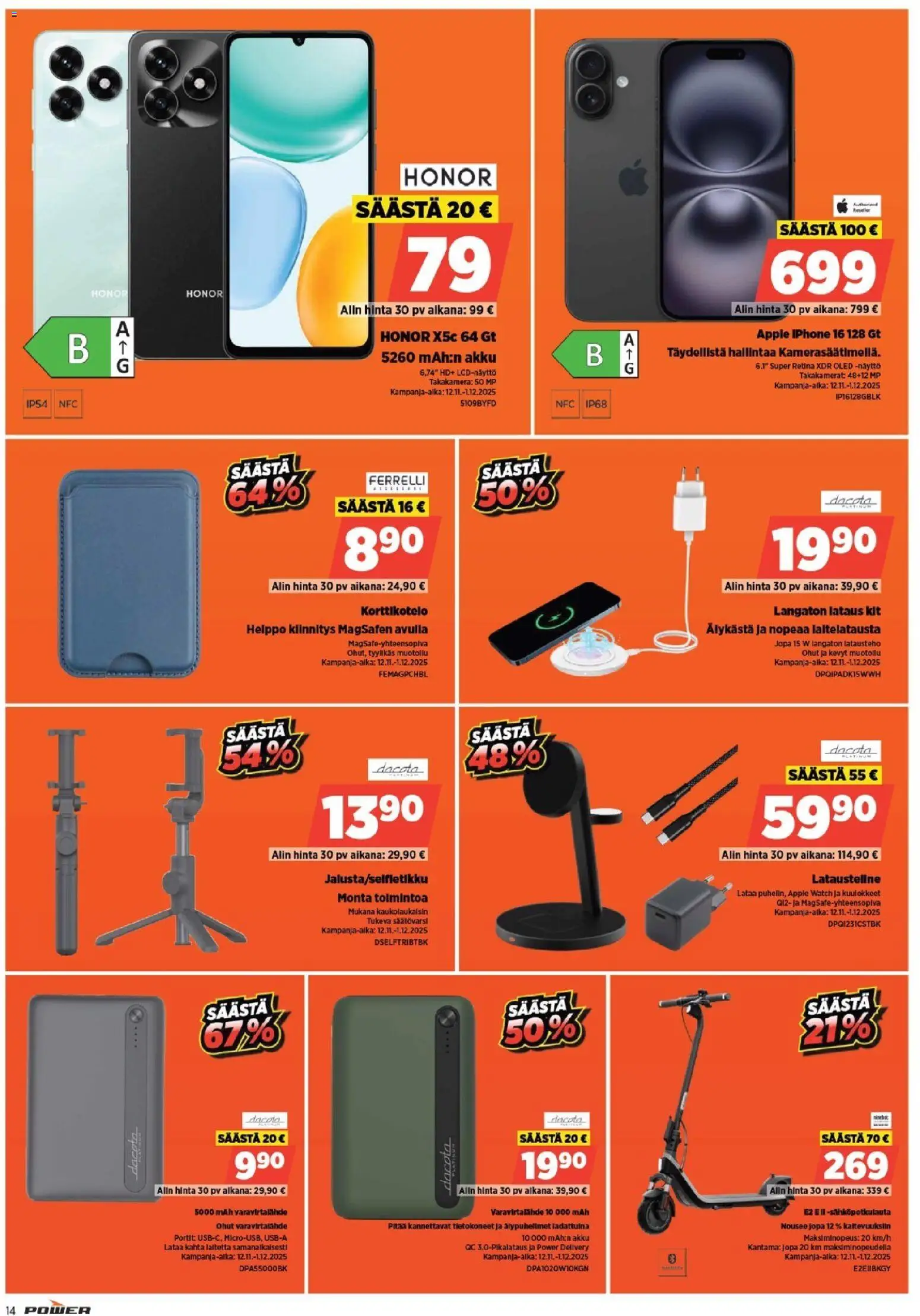 Power - Black Friday – voimassa 12.11.2025 alkaen | Sivu: 14 | Tuotteet: Varavirtalähde, Sähköpotkulauta, Akku, Kuulokkeet