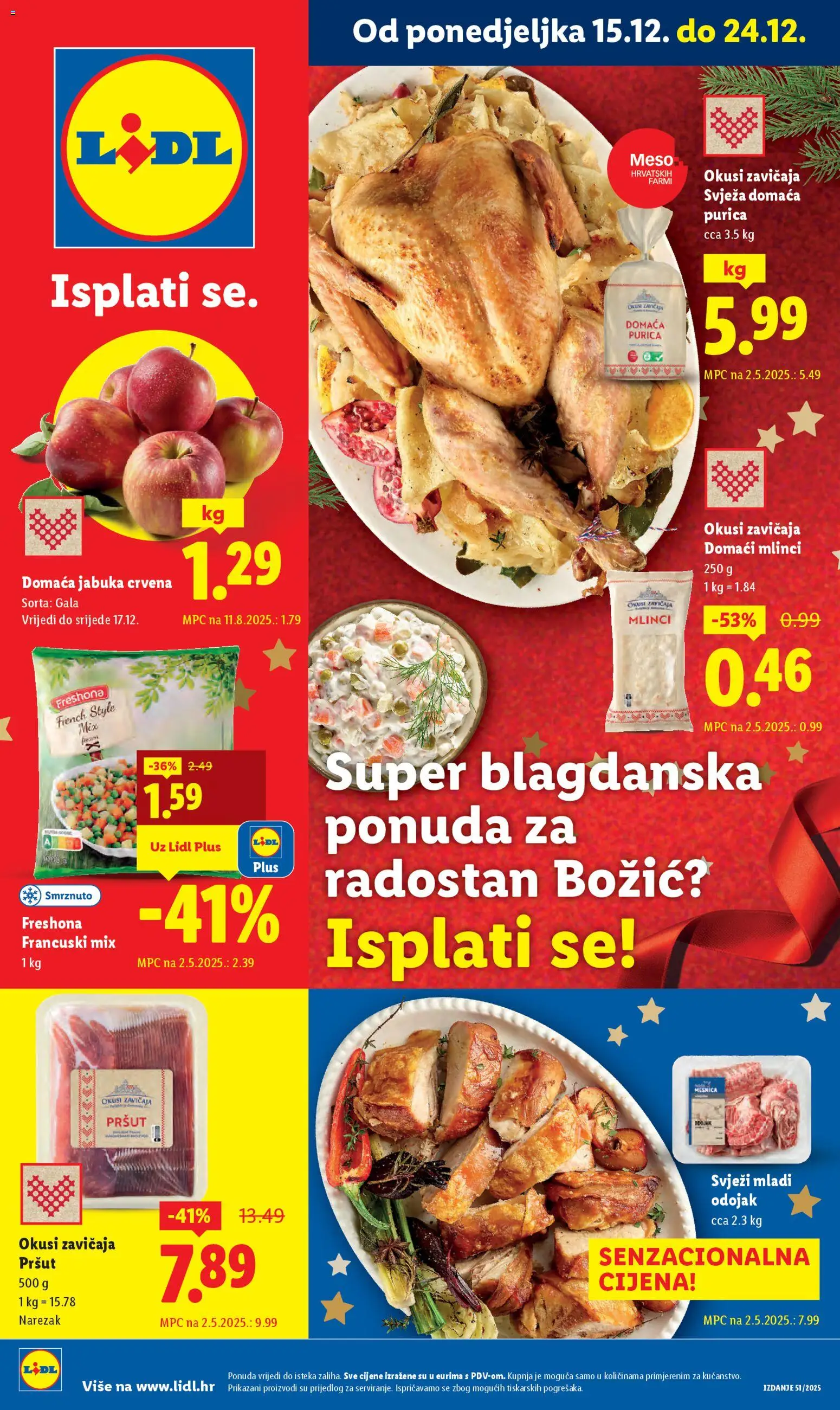 Lidl katalog | vrijedi od 15.12.2025 | Stranica: 1 | Proizvodi: Meso, Pršut, Mlinci, Narezak