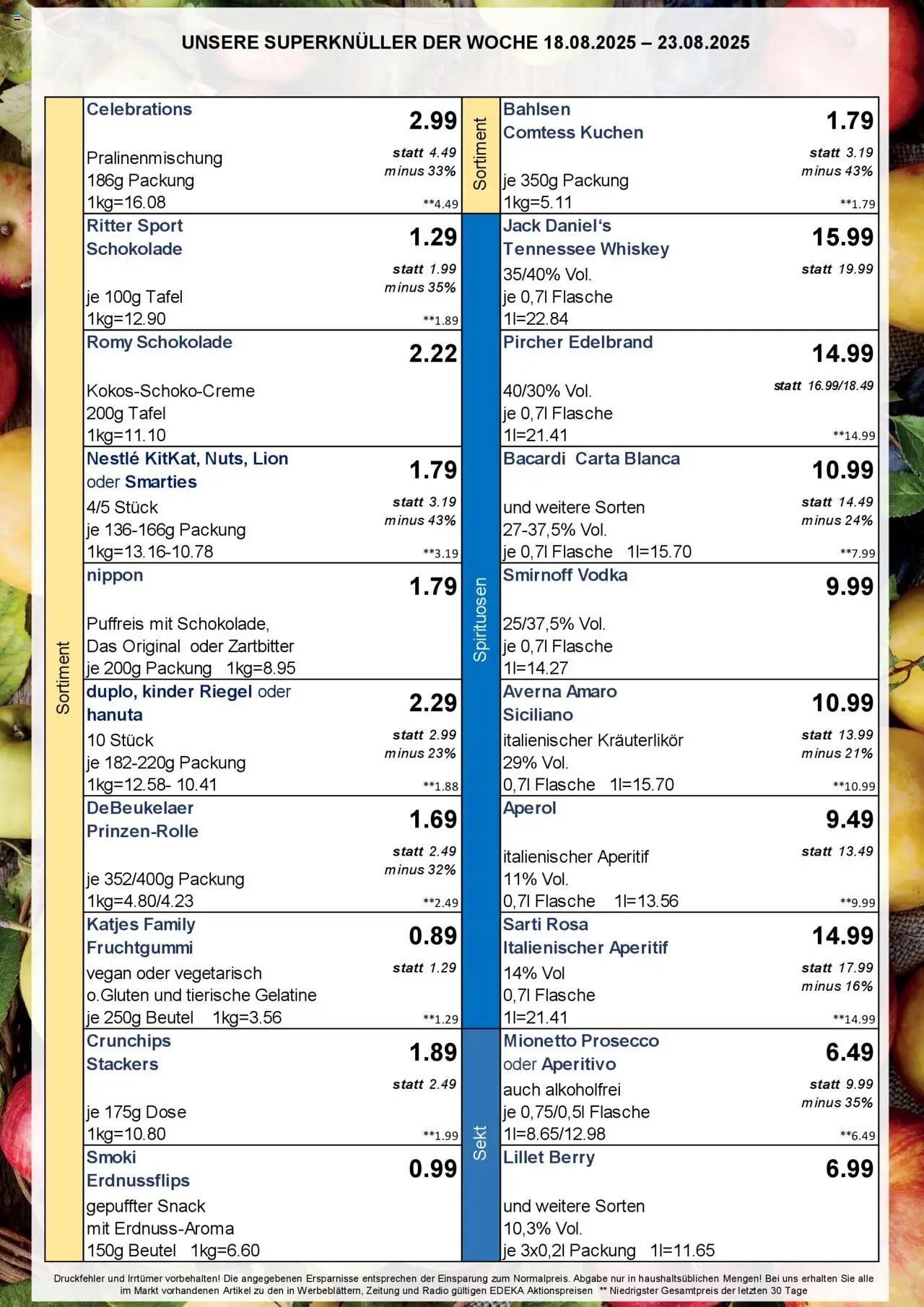 Simmel - Bayern - gültig ab dem 18.08.2025 | Seite: 3 | Produkte: Smarties, Aperol, Whiskey, Radio