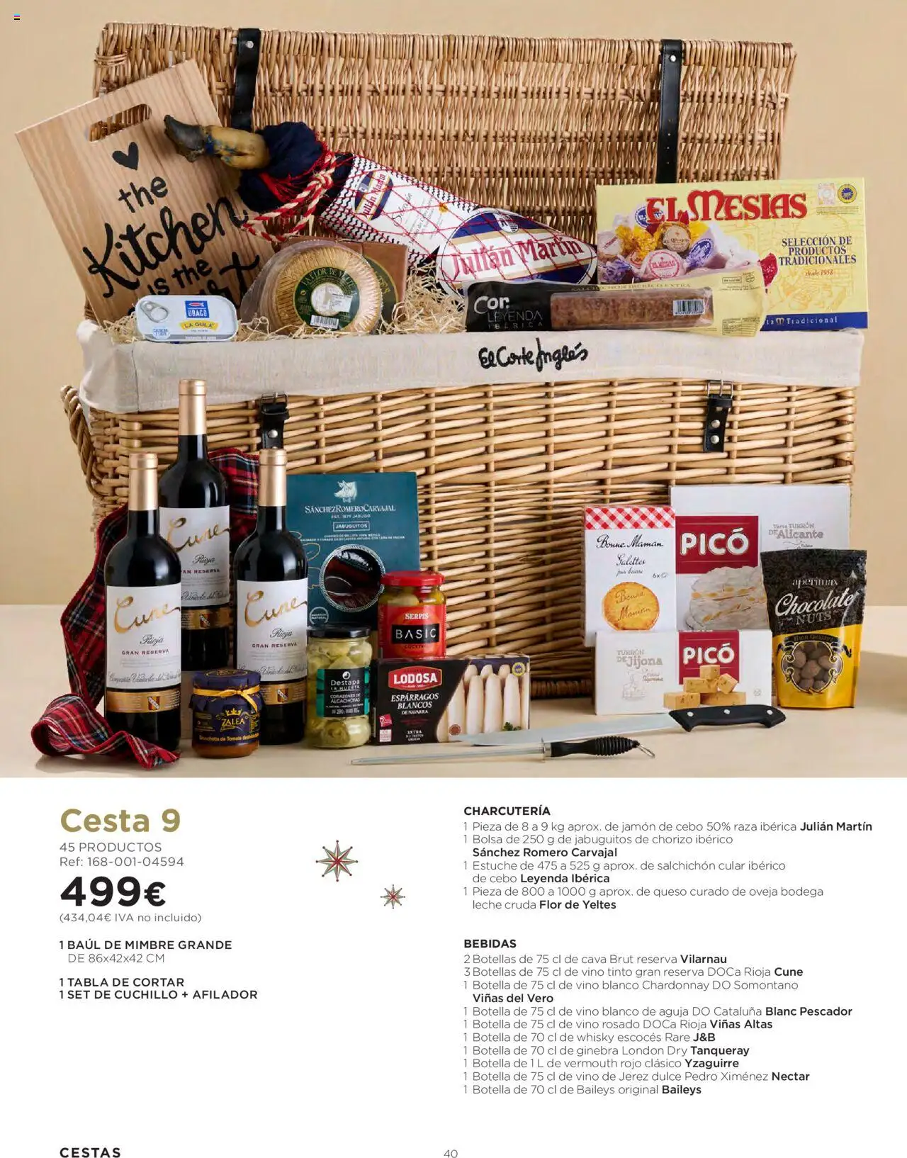 El Corte Inglés ofertas │ válido desde el 06.10.2025 | Página: 40 | Productos: Queso, Vino rosado, Jamón, Cesta