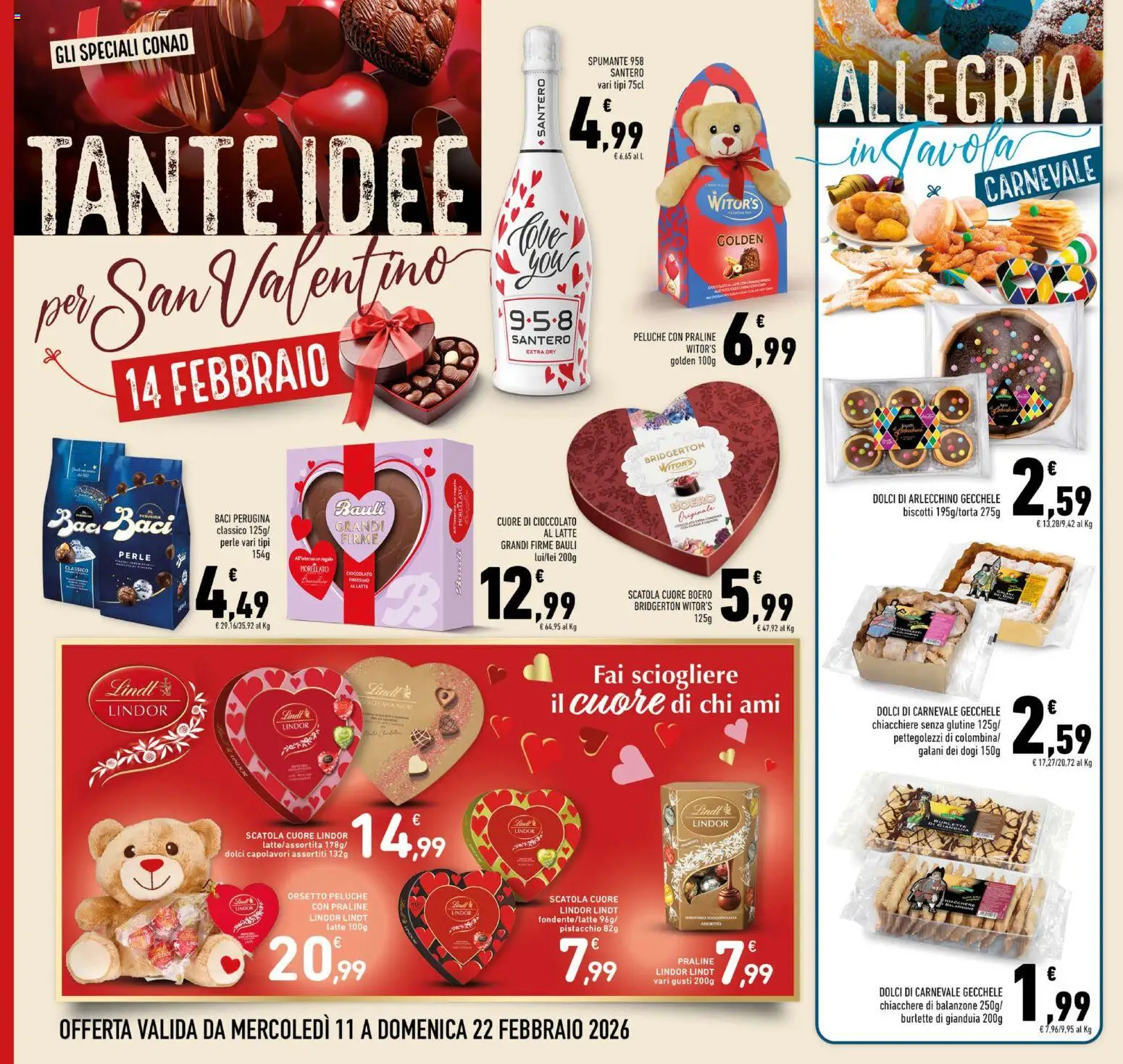 Volantino Conad del 11.02.2026 | Pagina: 12 | Prodotti: Cioccolato, Biscotti, Spumante, Scatola