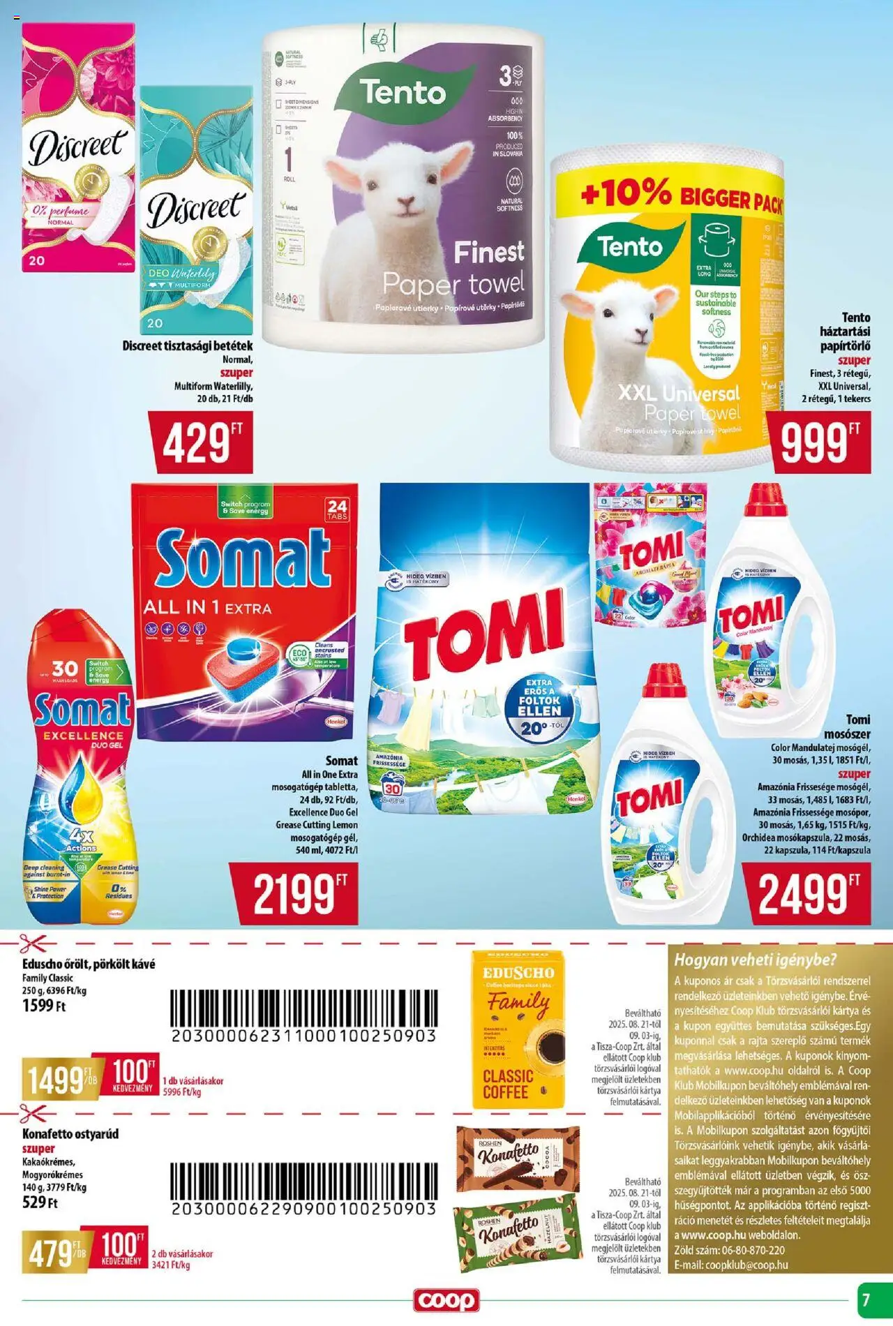 COOP akciós ujság - amely érvényes a következő dátumtól: 28.08.2025 | Oldal: 7 | Termékek: Orchidea, Somat, Kávé, Mosószer