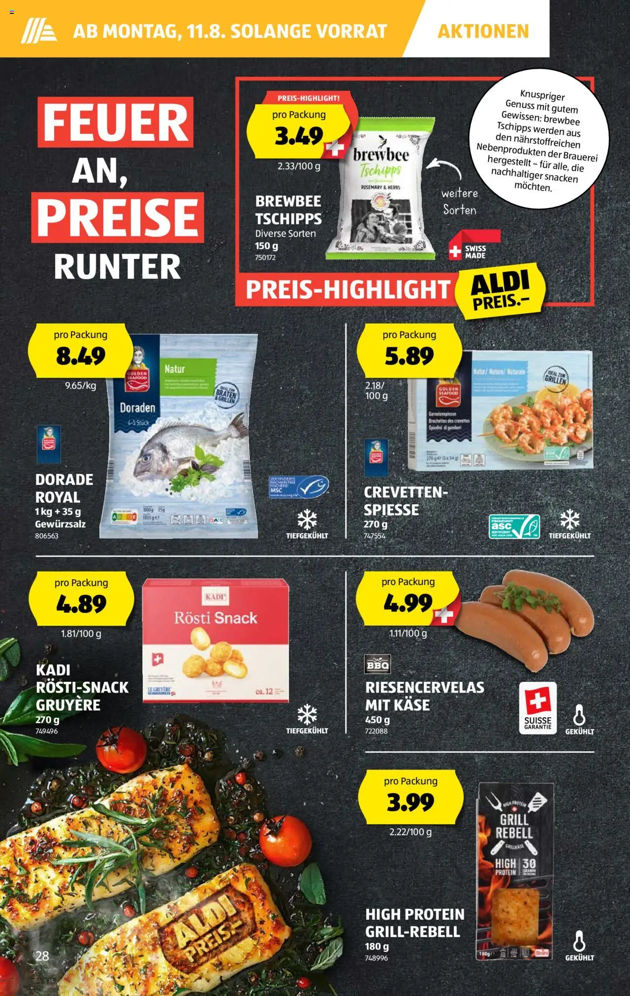 Aldi Aktionen ab 07.08.2025 | Seite: 28 | Produkte: Gewürzsalz, Spieße, Käse, Grill