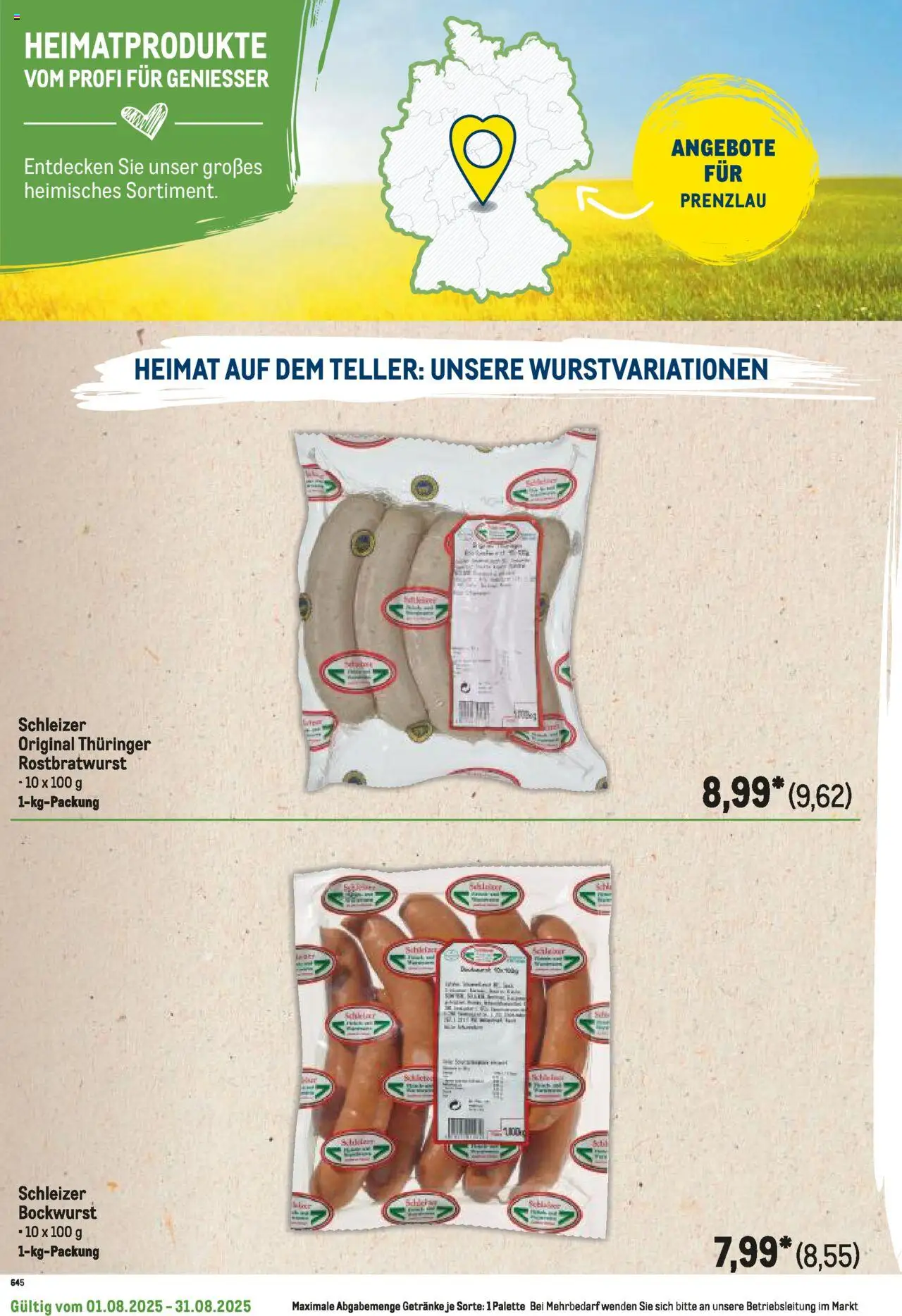 Metro Regionaler Flyer - gültig ab dem 01.08.2025 | Seite: 82 | Produkte: Bockwurst