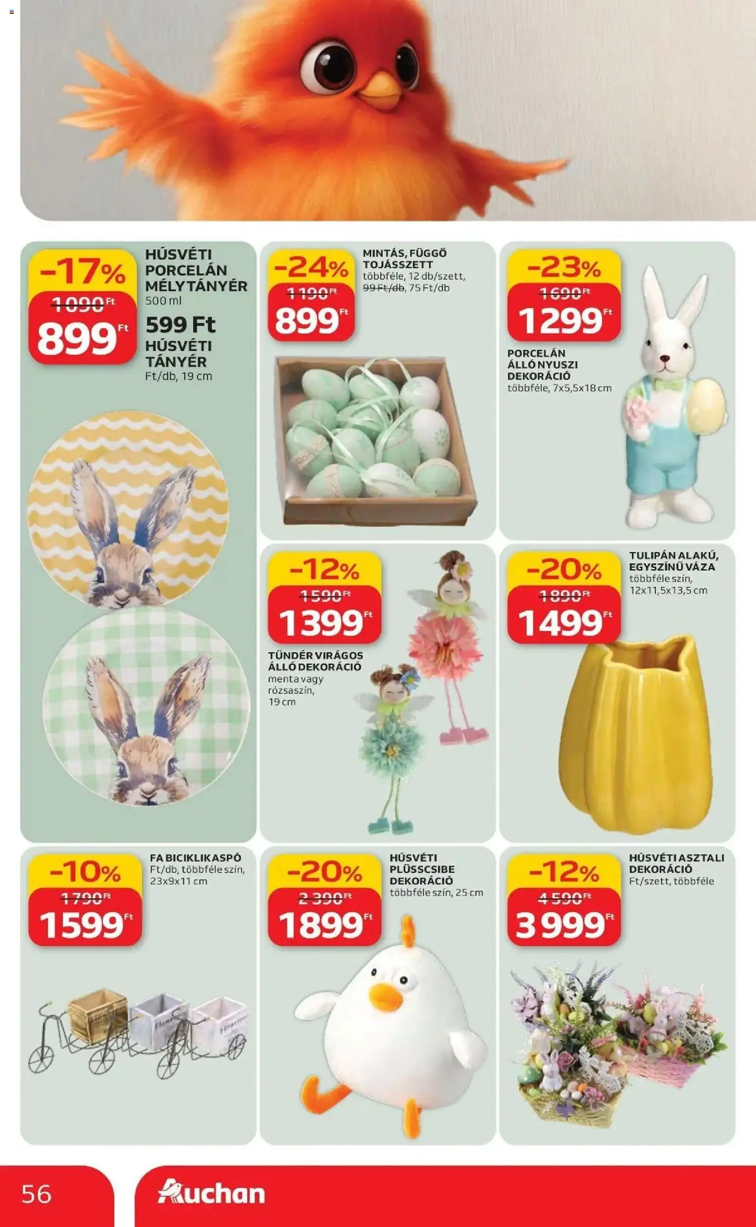 Auchan akciós ujság - amely érvényes a következő dátumtól: 19.03.2026 | Oldal: 56 | Termékek: Váza, Tulipán, Tányér, Dekoráció