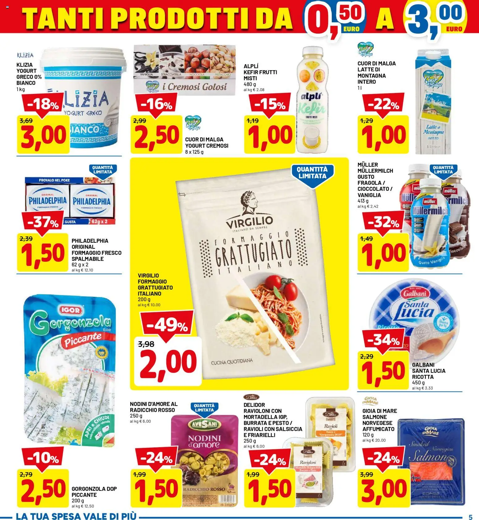Volantino D Più del 12.01.2026 | Pagina: 5 | Prodotti: Cioccolato, Salsiccia, Ricotta, Gorgonzola