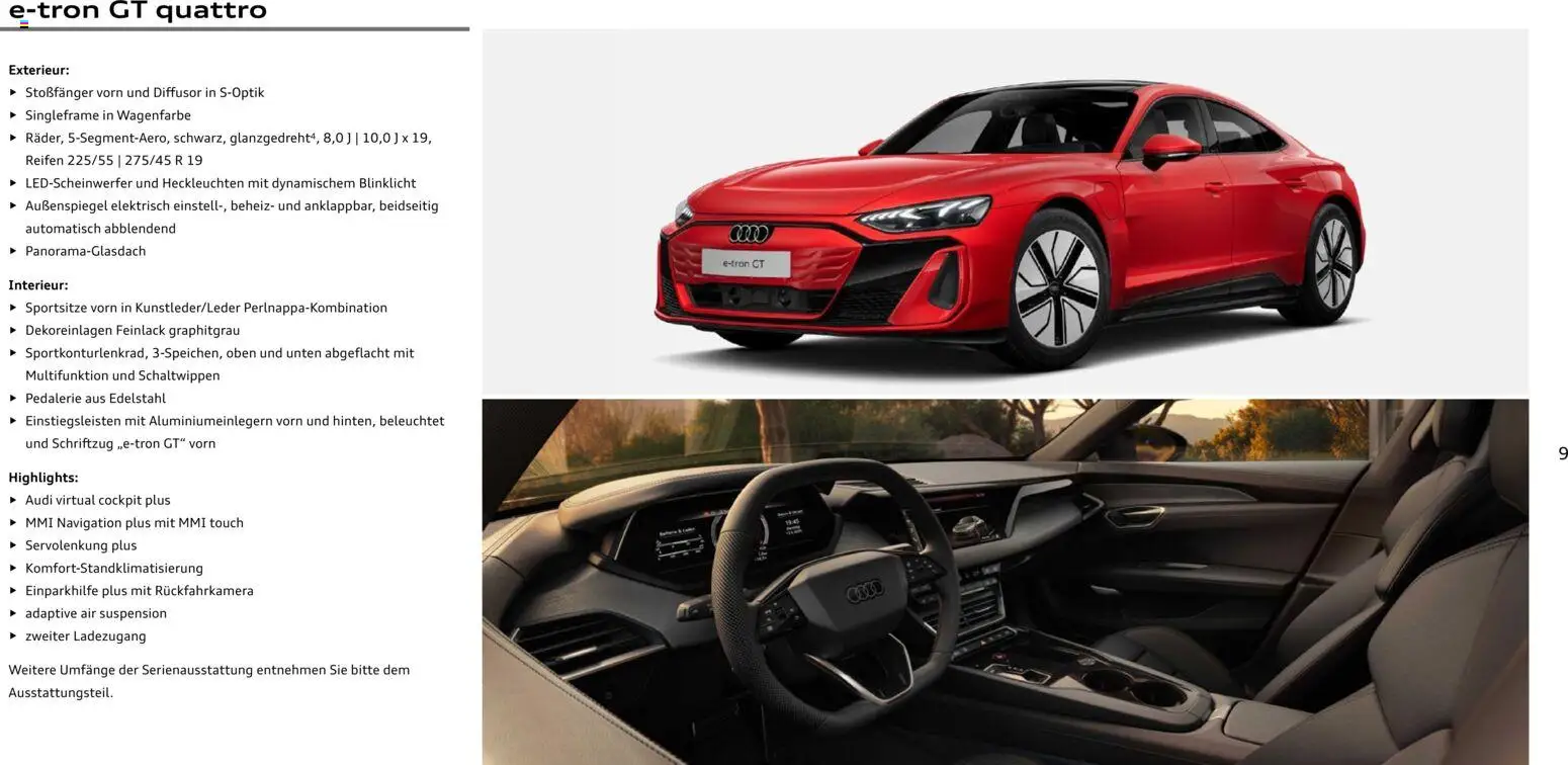 Audi e-tron GT – gültig ab 28.10.2025 | Seite: 9 | Produkte: Navigation