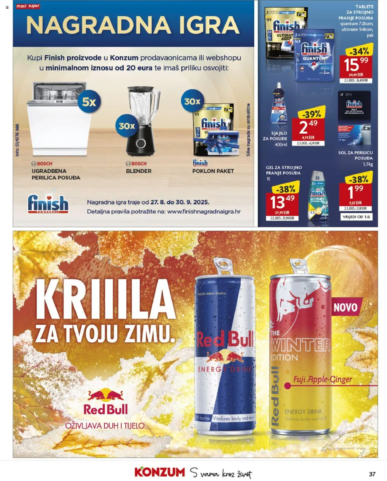 Konzum HR akciós ujság - amely érvényes a következő dátumtól: 27.08.2025 | Oldal: 37 | Termékek: Body, Red bull