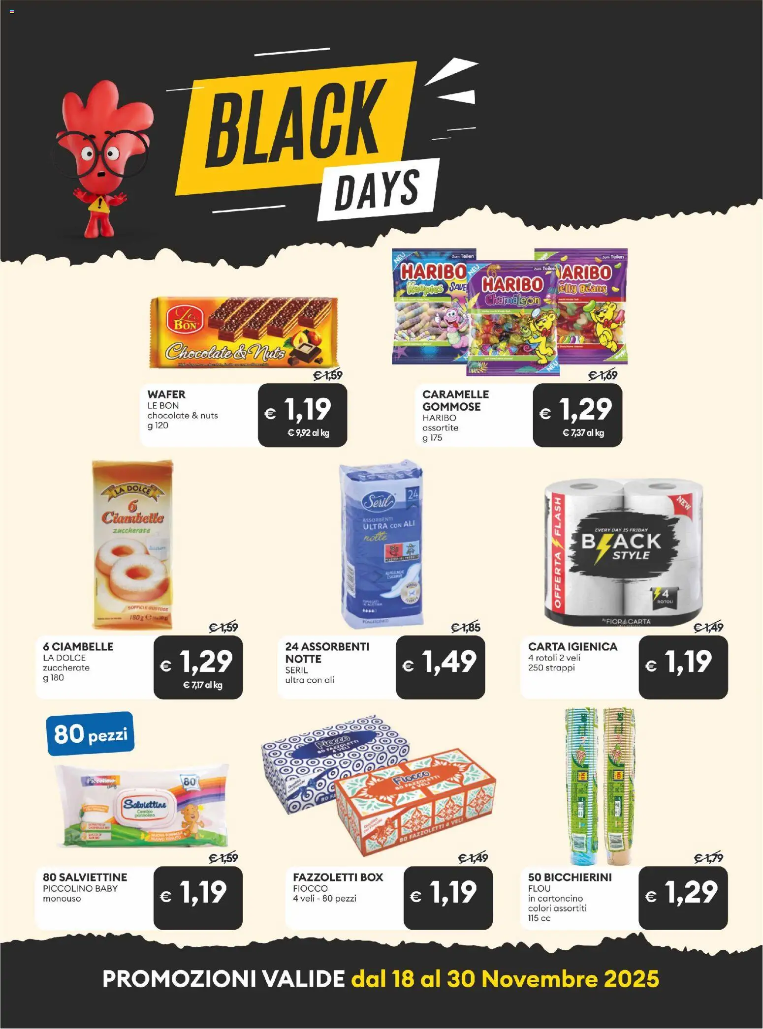 Volantino MD Discount del 18.11.2025 | Pagina: 8 | Prodotti: Ciambelle, Carta igienica, Caramelle, Fazzoletti