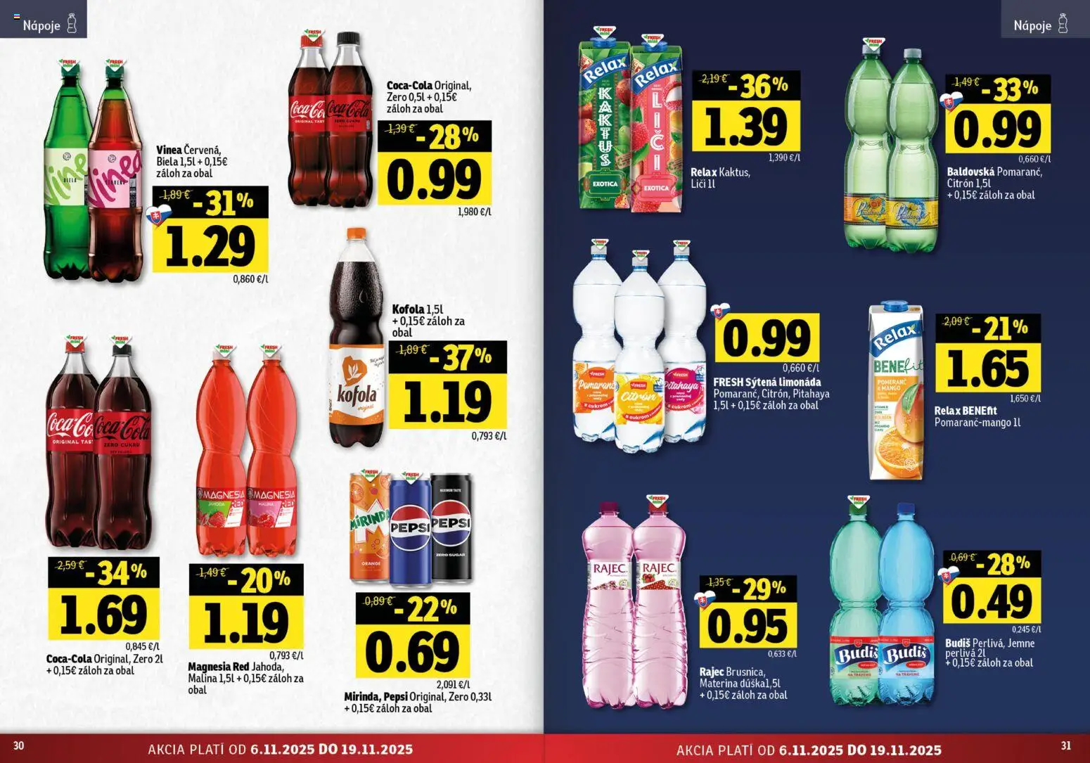 Nové Fresh akcie – leták je platný od 06.11.2025 | Strana: 16 | Produkty: Liči, Kofola, Cola, Baldovská