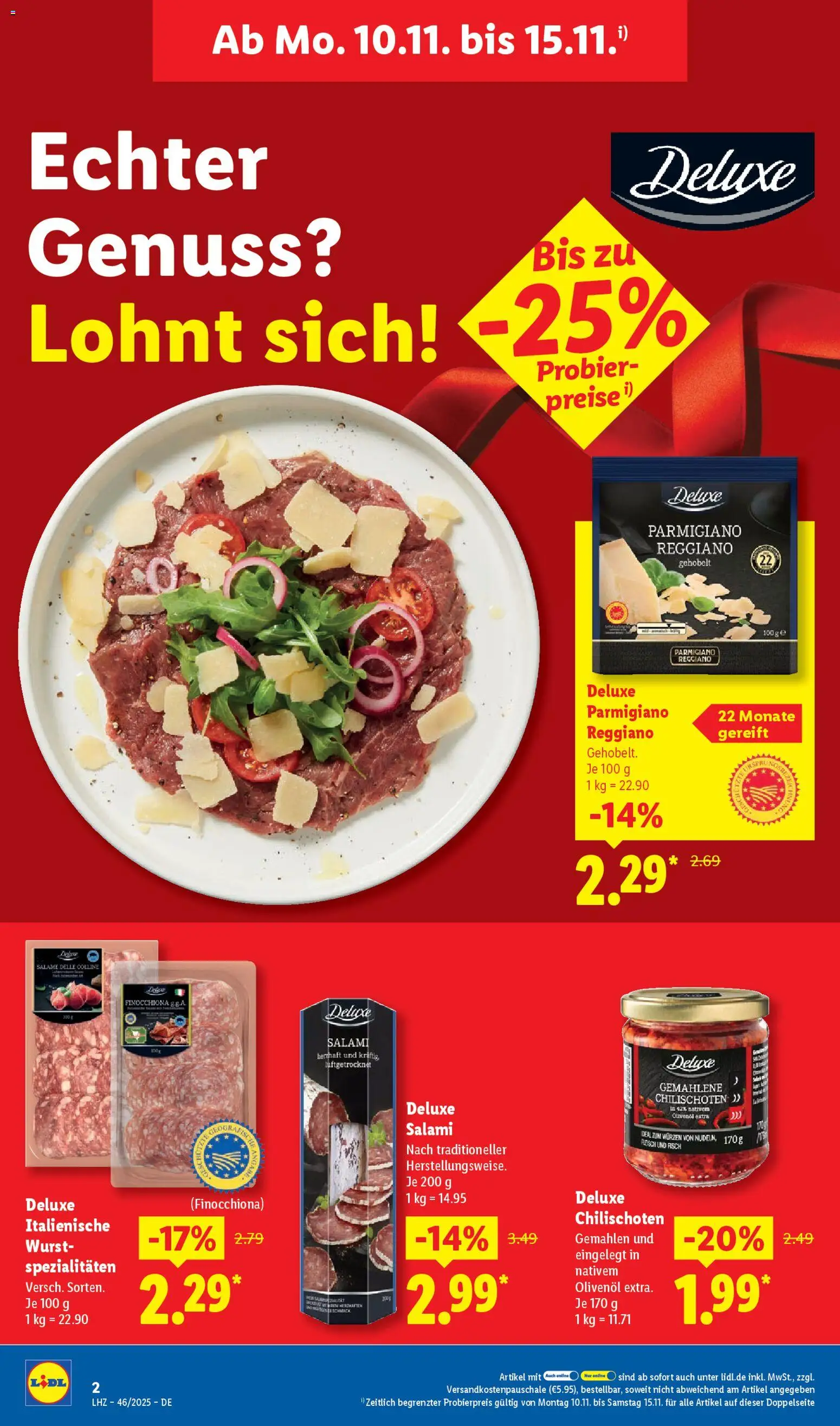 Lidl - Prospekt – gültig ab 10.11.2025 | Seite: 2 | Produkte: Olivenol, Fisch, Wurst, Salami