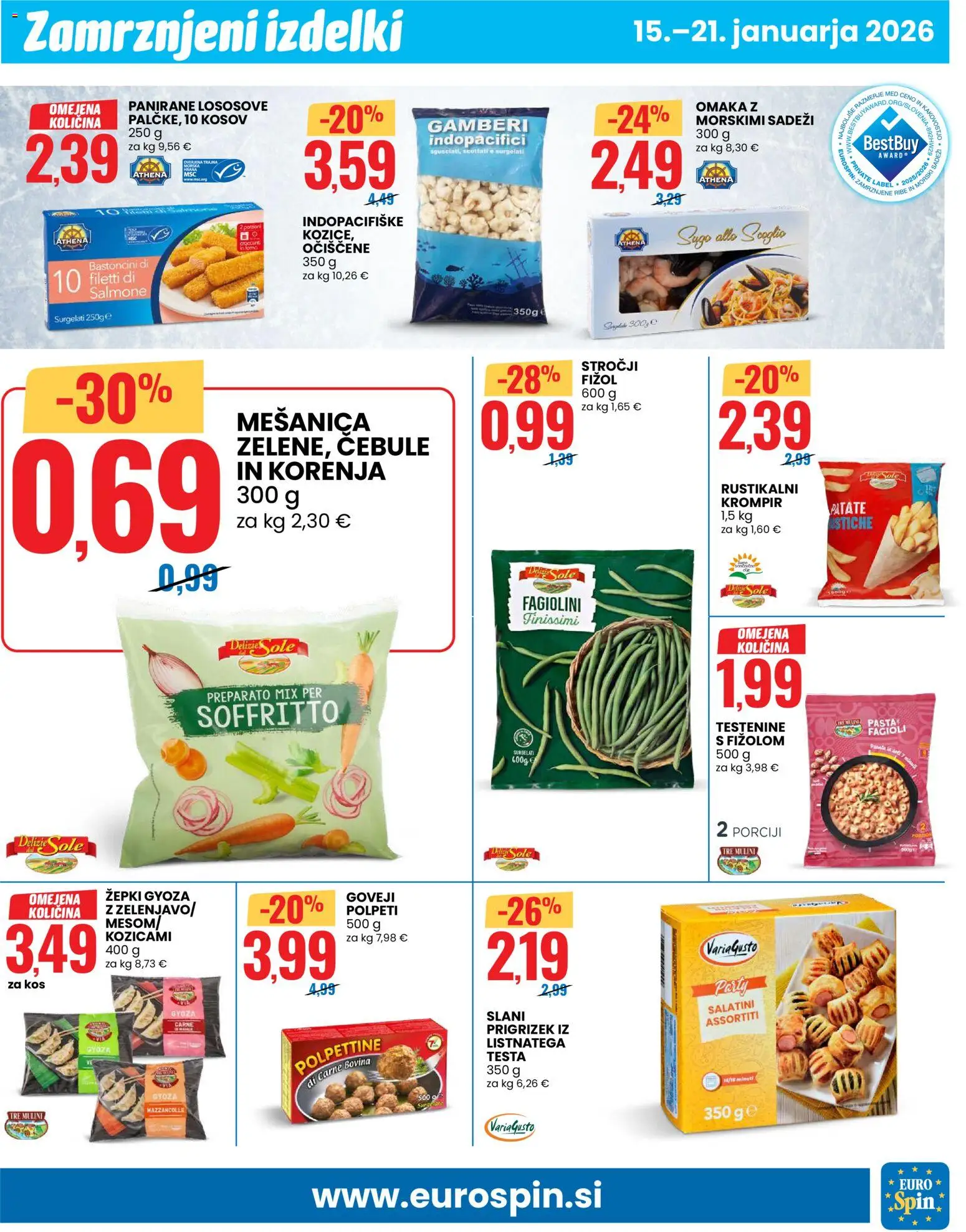 Novi Eurospin katalog ponudbe – veljaven od 15.01.2026 | Stran: 5 | Izdelki: Kos, Ribe, Krompir, Morski sadezi