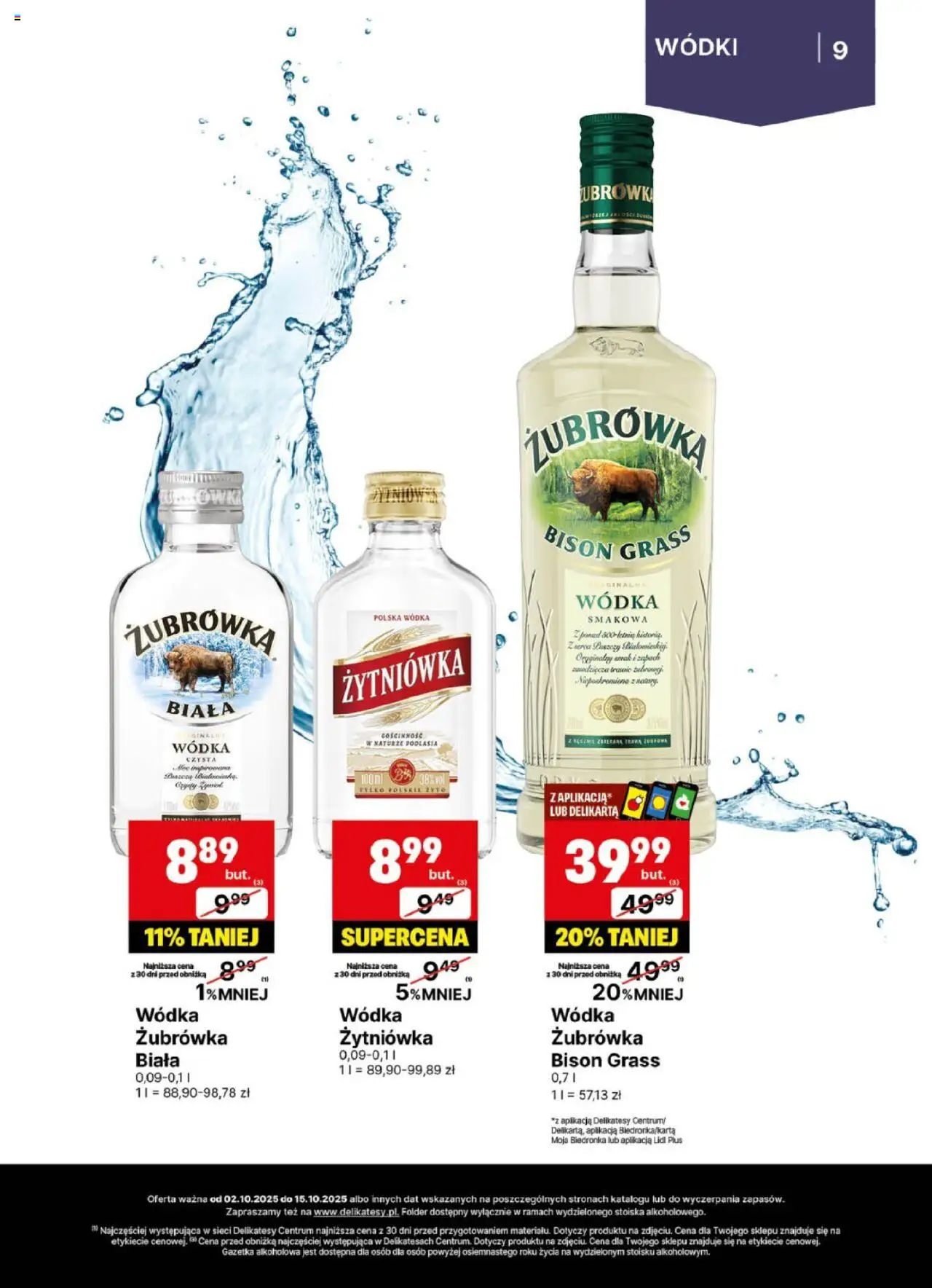 Delikatesy Centrum Gazetka - DeliBarek od 02.10.2025 | Strona: 9 | Produkty: Delikatesy, Żubrówka, Wódka