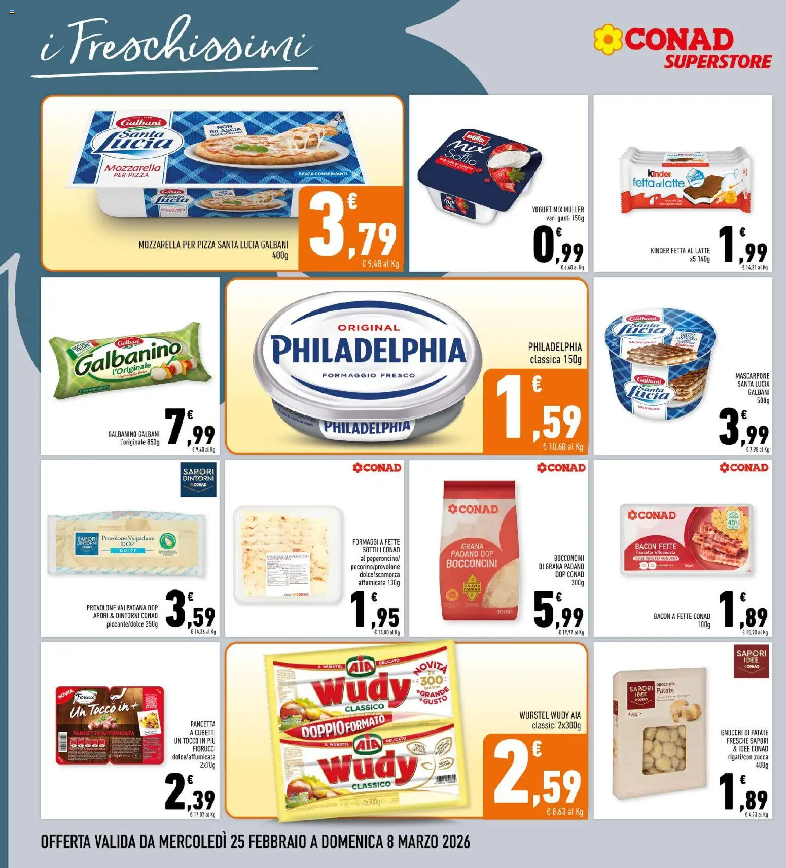 Volantino Conad del 25.02.2026 | Pagina: 12 | Prodotti: Yogurt, Pizza, Latte, Wurstel