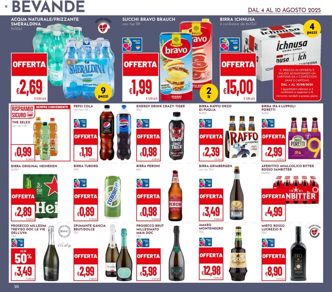Volantino Pan del 04.08.2025 | Pagina: 20 | Prodotti: Acqua, Frutta, Spumante, Pepsi