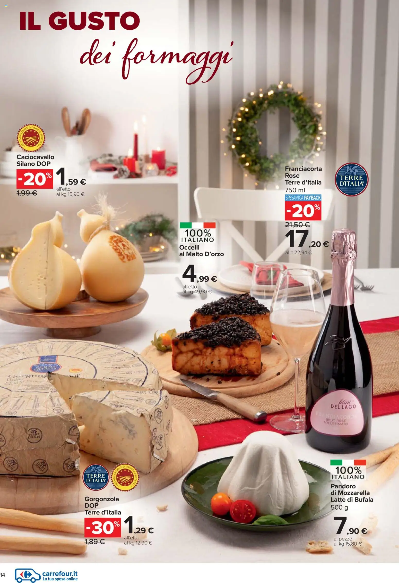 Volantino Carrefour del 27.11.2025 | Pagina: 14 | Prodotti: Mozzarella, Latte, Pandoro, Gorgonzola