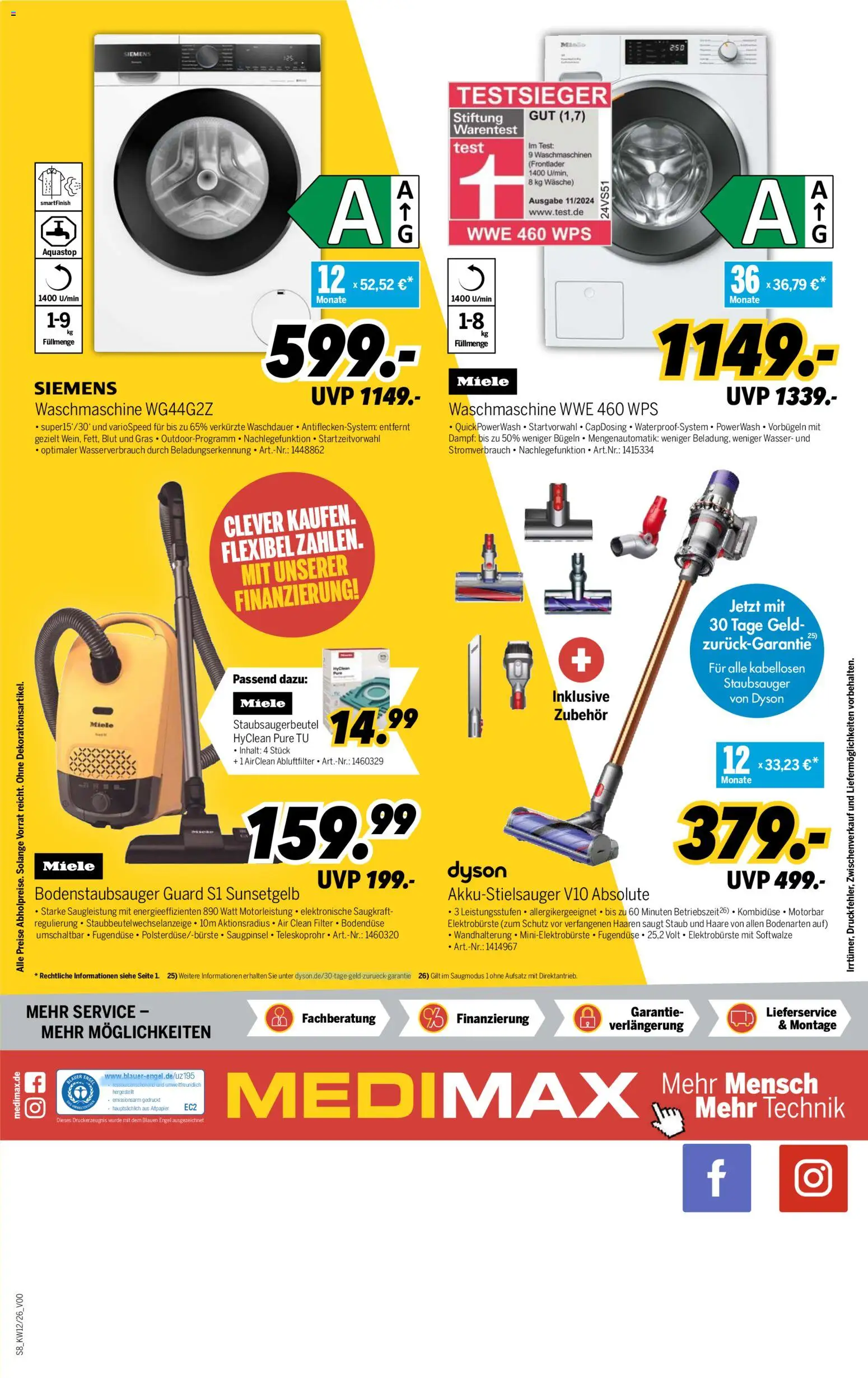 Medimax Prospekt 	 – gültig ab 13.03.2026 | Seite: 8 | Produkte: Miele, Dyson, Siemens, Staubsauger