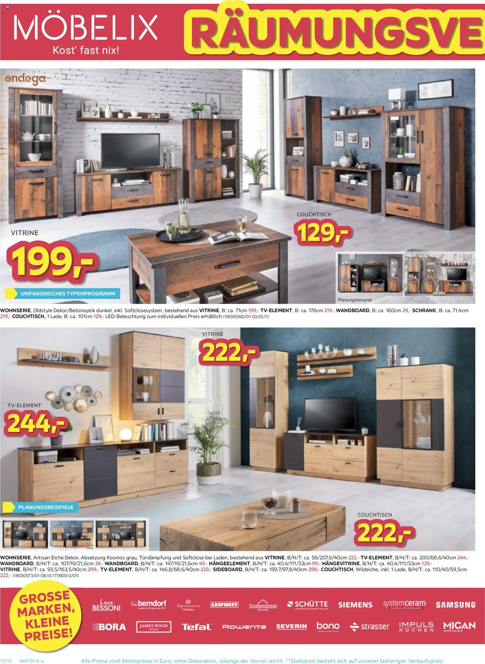 Möbelix Räumungs-Verkauf gültig ab 22.12.2025 | Seite: 12 | Produkte: Couchtisch, Samsung