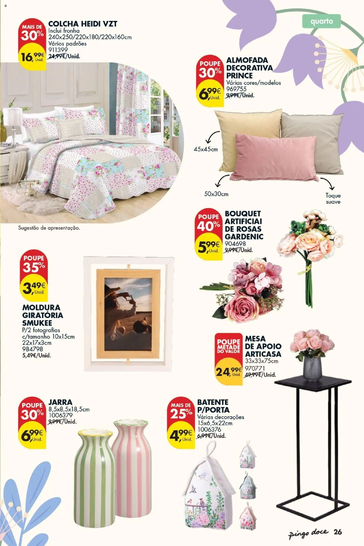 Pingo Doce - Bazar Primavera │ válido de 07.04.2026 | Página: 27 | Produtos: Jarra, Almofada, Mesa, Colcha