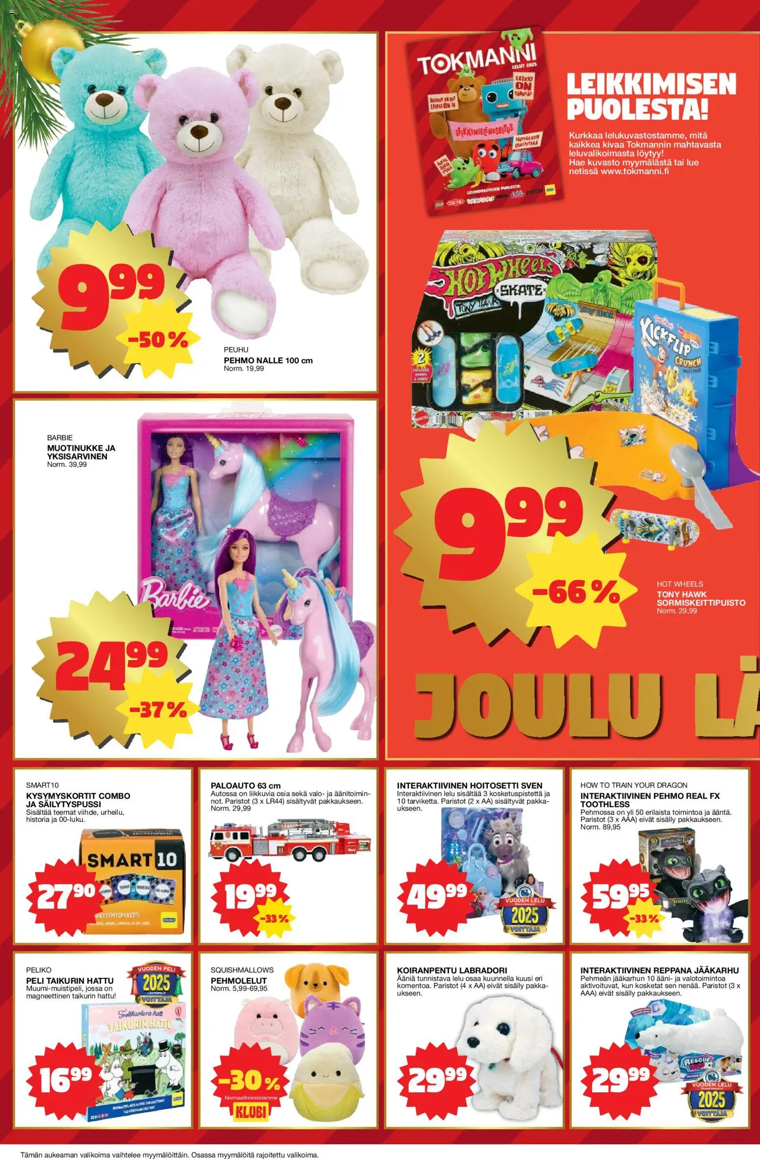 Tokmanni tarjoukset – voimassa 03.11.2025 alkaen | Sivu: 12 | Tuotteet: Paristot, Pehmolelut, Hattu, Peli