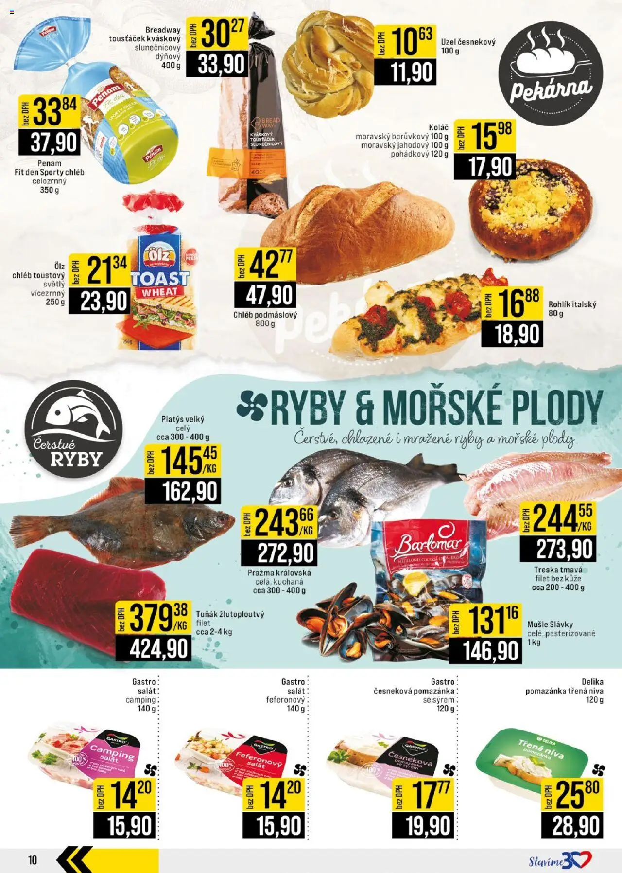 Jip leták od 28.05.2025 | Strana: 10 | Produkty: Chléb, Treska, Pomazánka, Filet