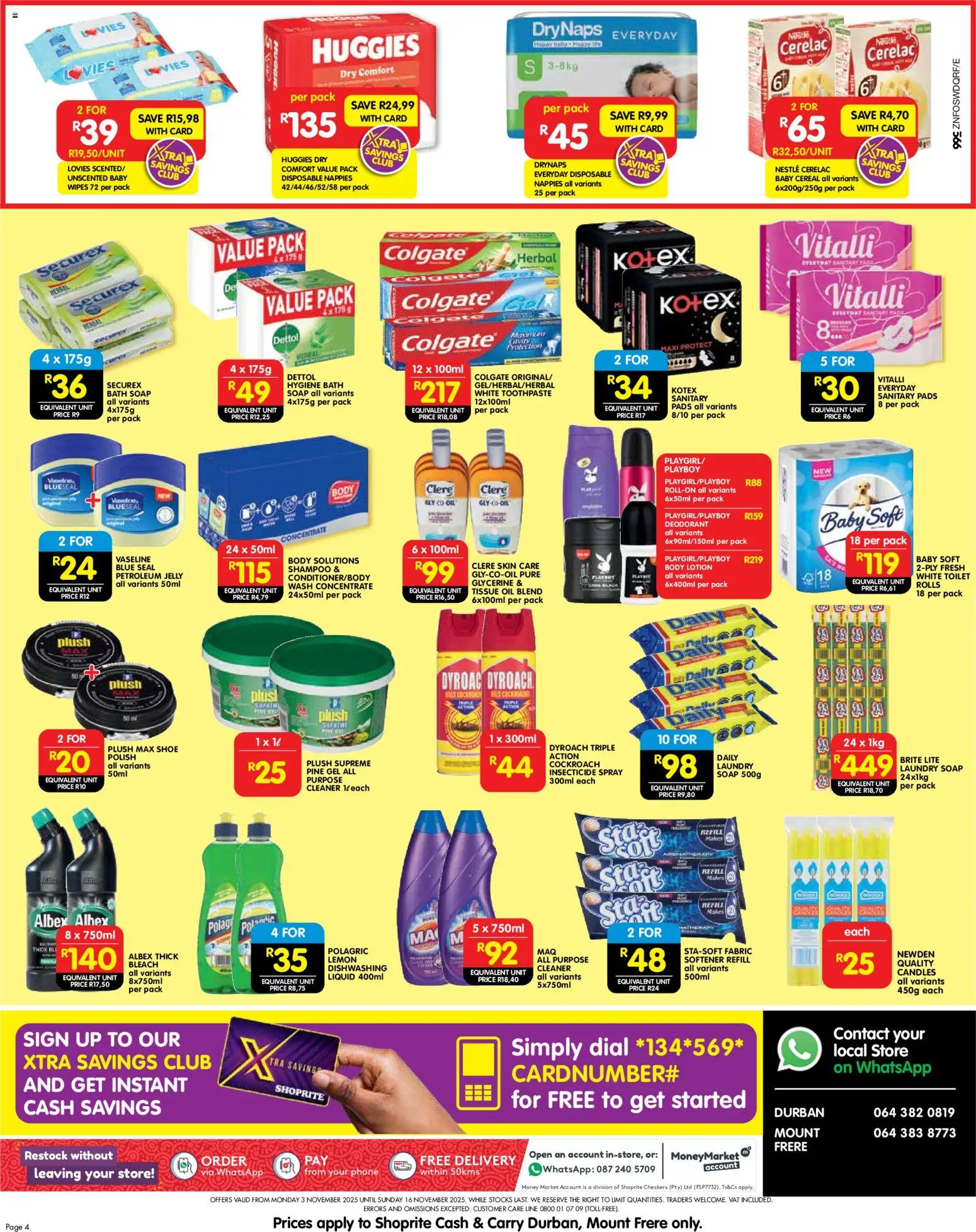 New Shoprite catalogue – valid from 03.11.2025 | Page: 4 | Products: Phone, Bath, Shampoo, Petroleum jelly