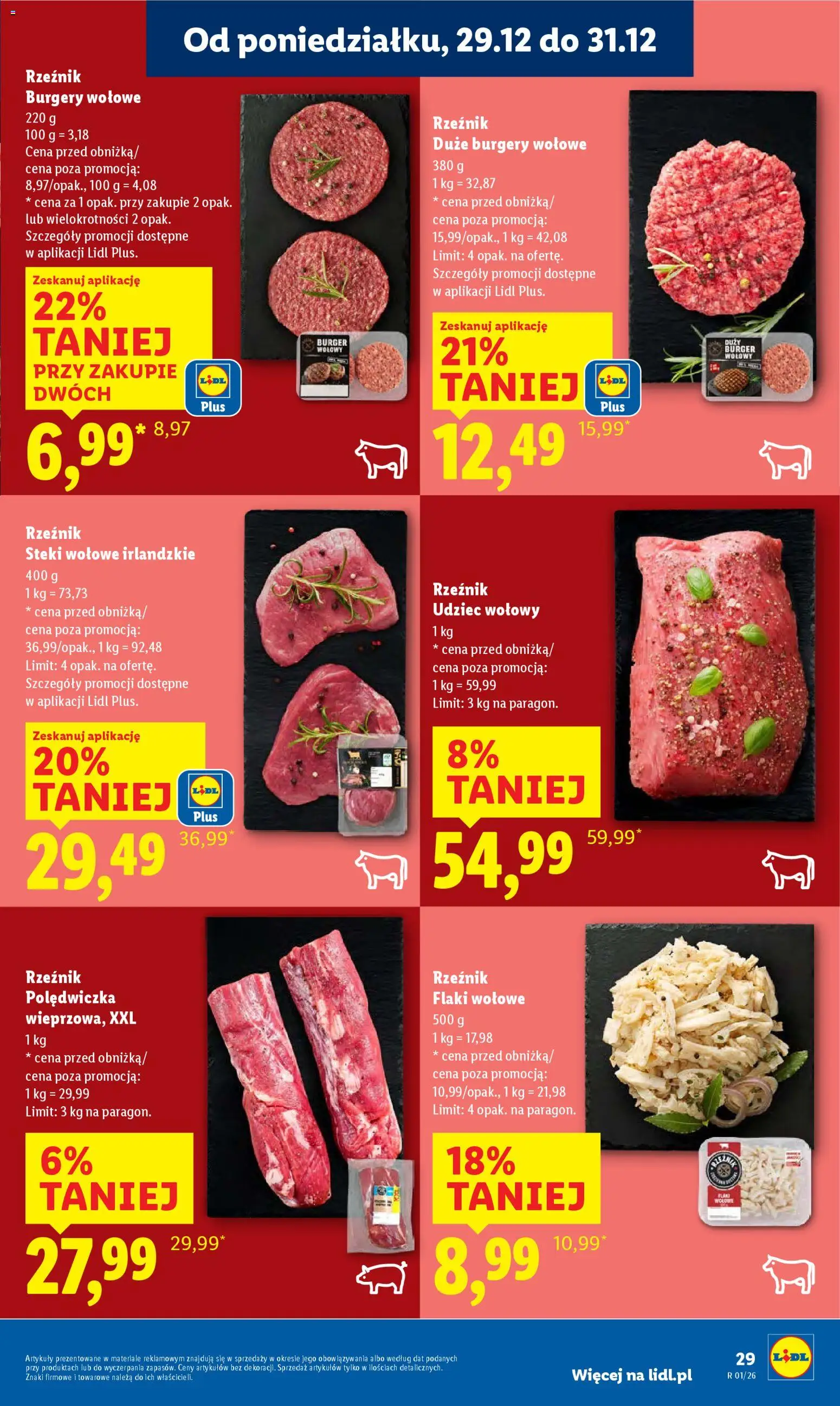 Lidl Gazetka od 29.12.2025 | Strona: 29 | Produkty: Burger wołowy, Burgery wolowe, Flaki, Flaki wołowe