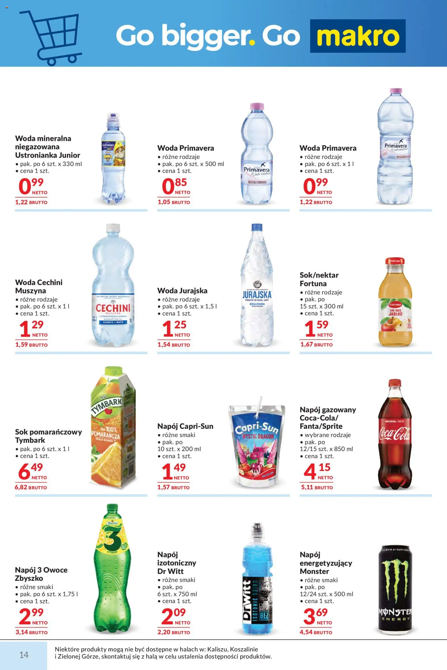 Makro Gazetka od 03.03.2026 | Strona: 14 | Produkty: Sok pomarańczowy, Muszyna Woda, Woda, Owoce