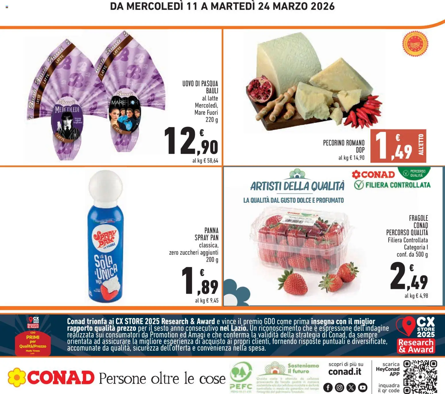 Volantino Conad del 11.03.2026 | Pagina: 28 | Prodotti: Panna, Latte, Pecorino Romano, Pecorino
