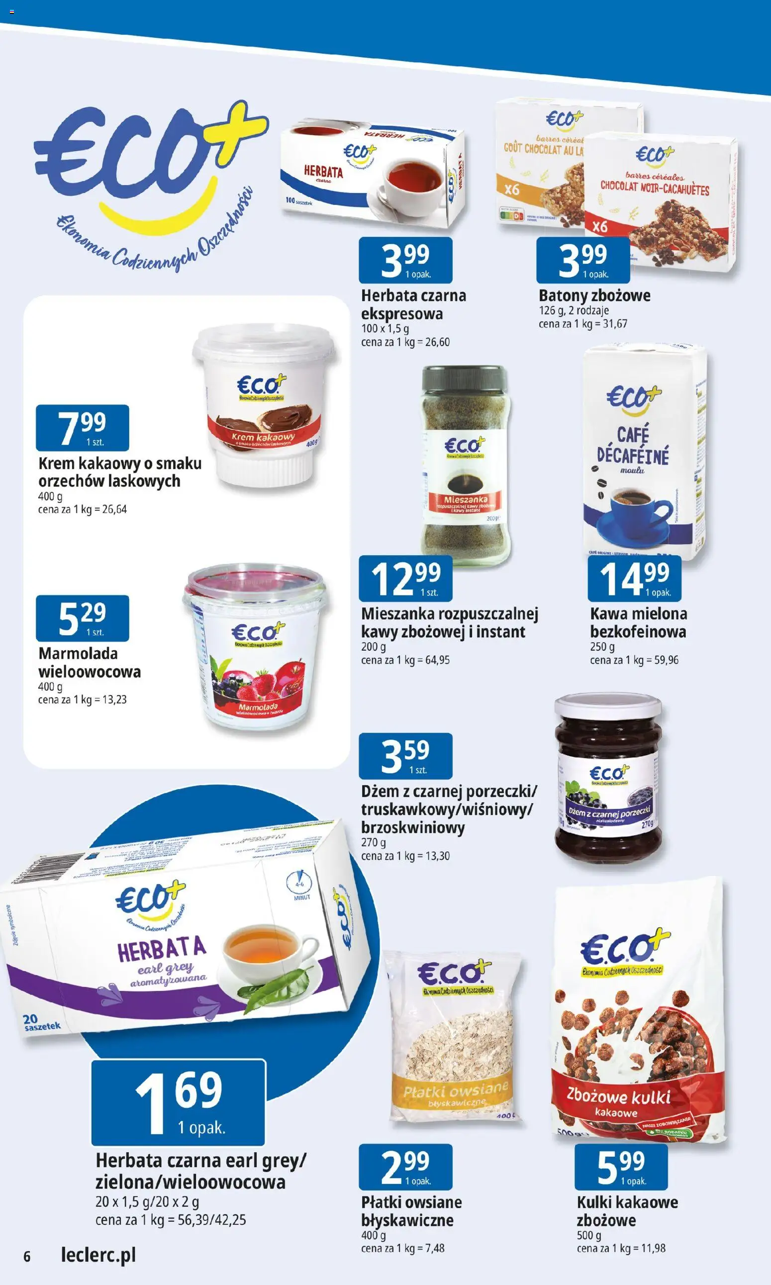 E.Leclerc Gazetka - Radom od 19.01.2026 | Strona: 6 | Produkty: Płatki owsiane, Herbata, Krem, Dżem z czarnej porzeczki