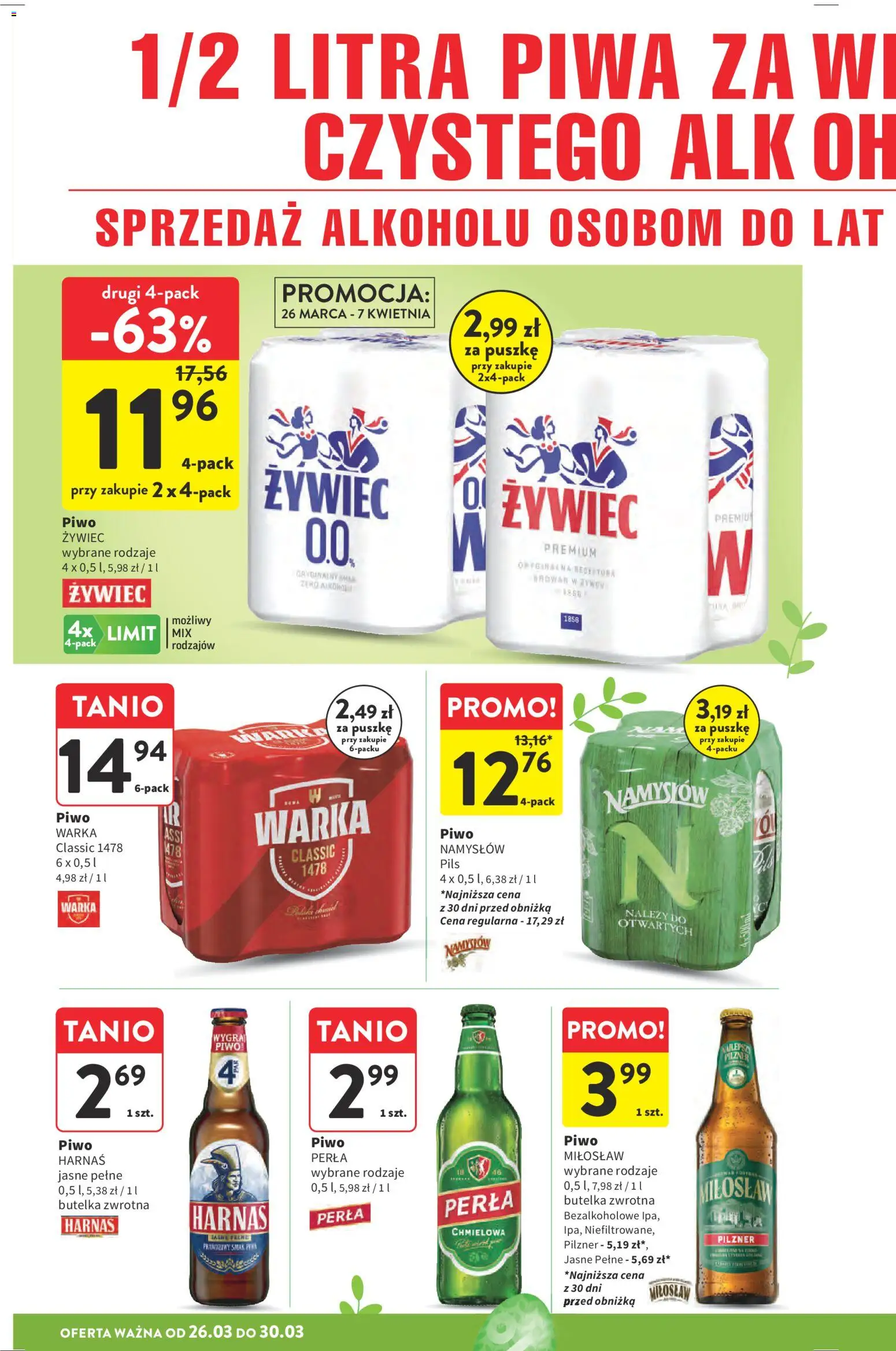 Intermarche gazetka od 26.03.2026 | Strona: 40 | Produkty: Warka, Piwo Warka, Harnaś, Piwo