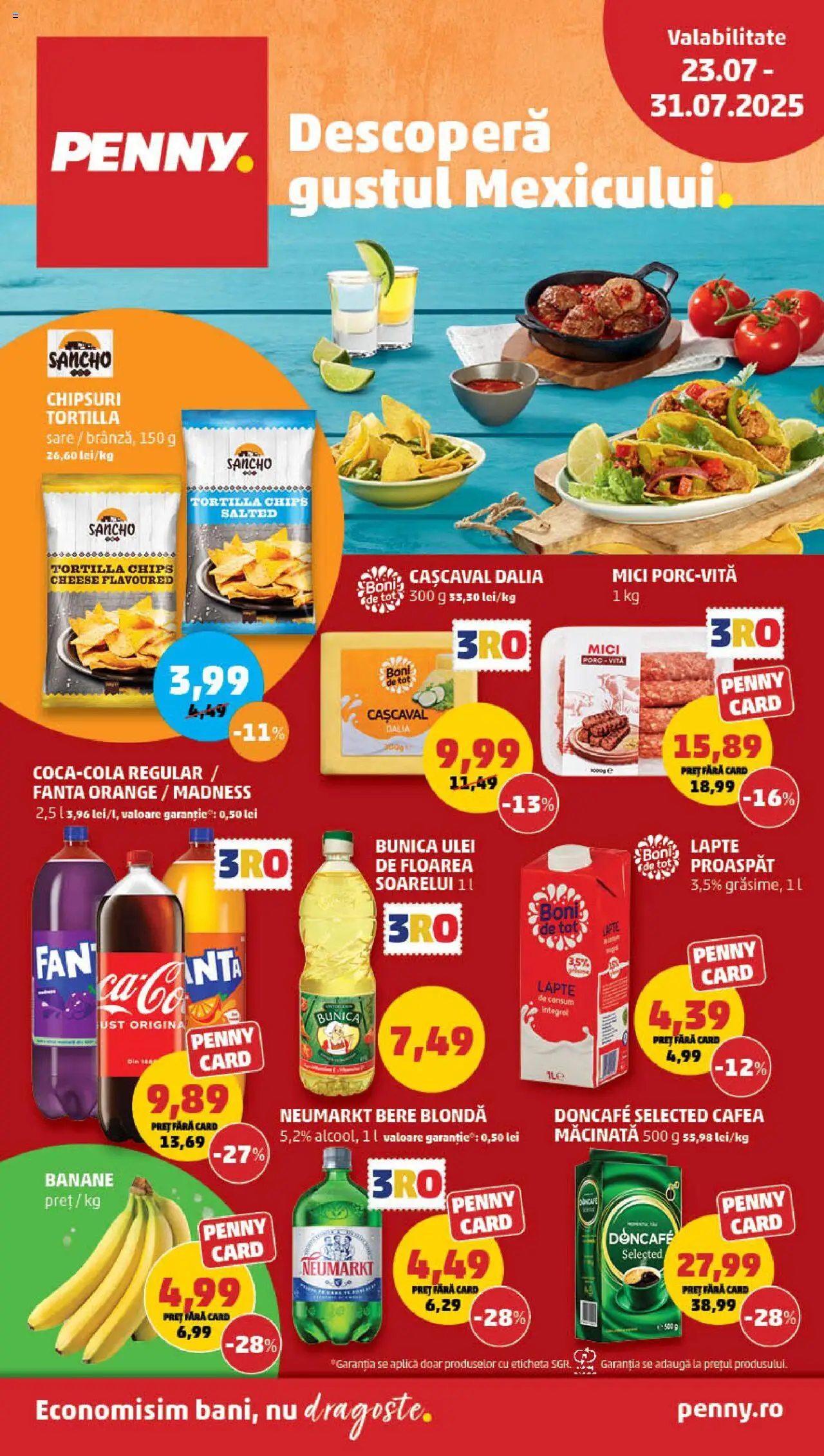 Catalog PENNY – valabil de la 23.07.2025 | Pagină: 1 | Produse: Mici, Lapte, Cafea, Bant