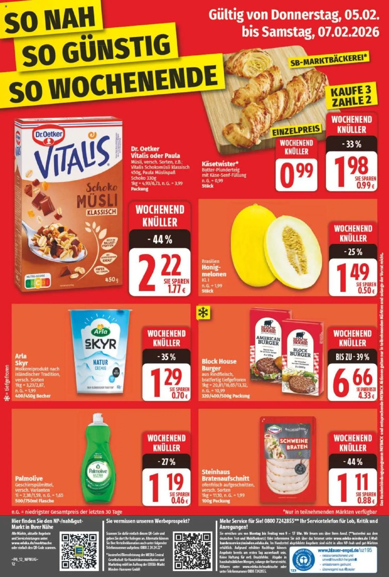 NP Discount Prospekt – gültig ab 02.02.2026 | Seite: 12 | Produkte: Musli, Burger, Skyr