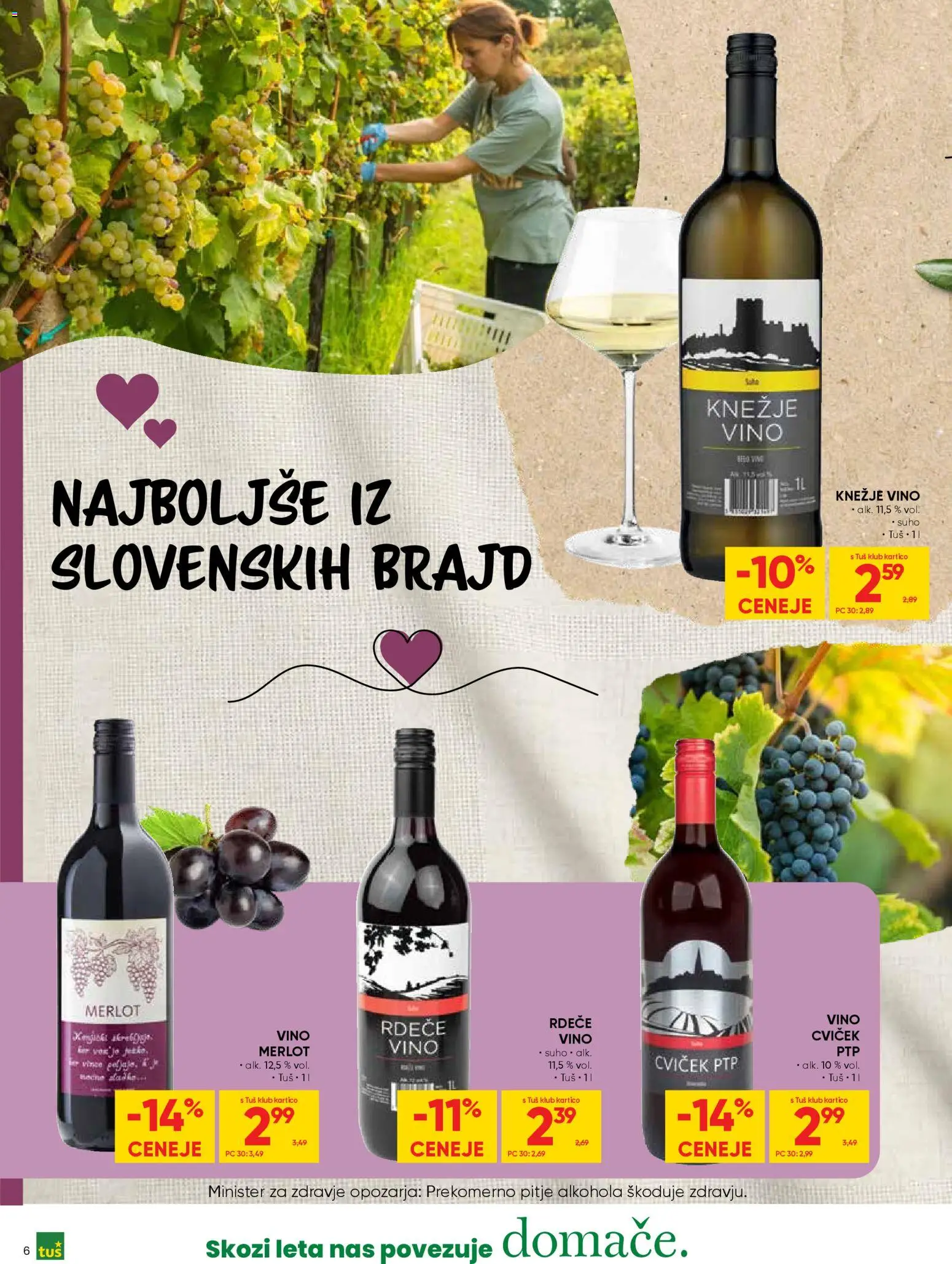 Novi Tuš katalog ponudbe – veljaven od 19.11.2025 | Stran: 6 | Izdelki: Vino