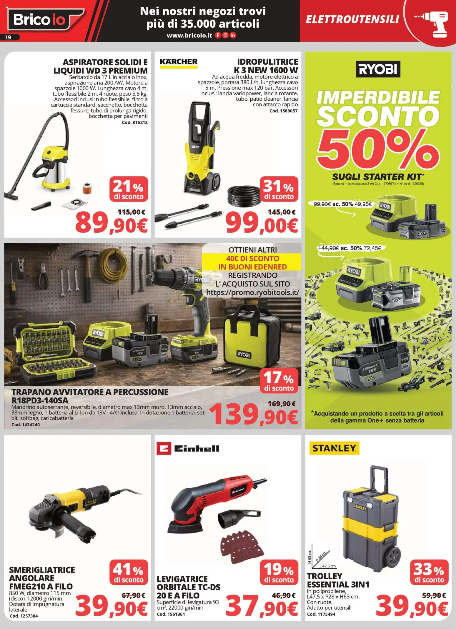 Volantino Brico io del 02.04.2026 | Pagina: 19 | Prodotti: Avvitatore, Acqua, Smerigliatrice, Trolley