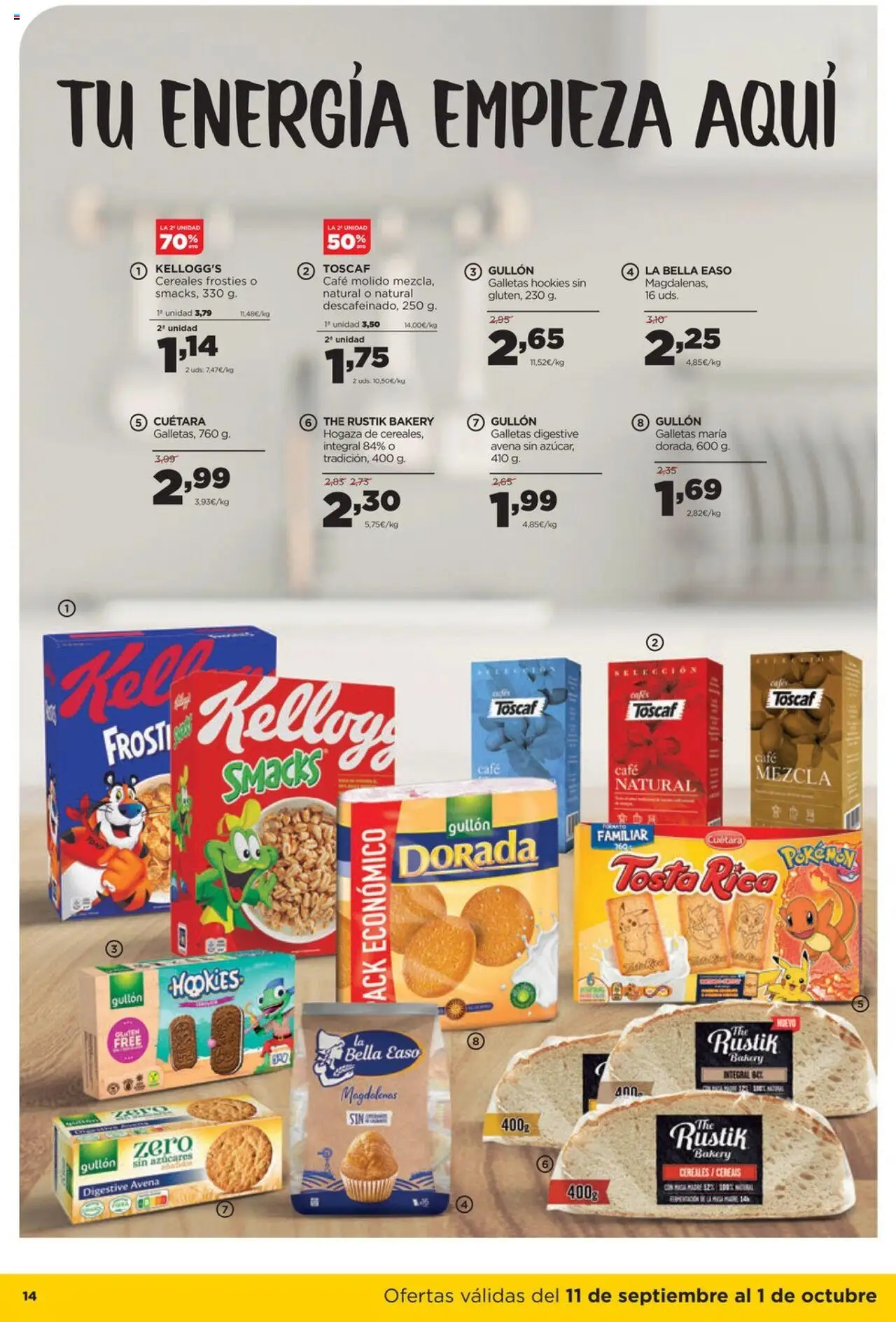 Alimerka folleto Castilla y León │ válido desde el 11.09.2025 | Página: 14 | Productos: Café, Cereales, Galletas, Magdalenas