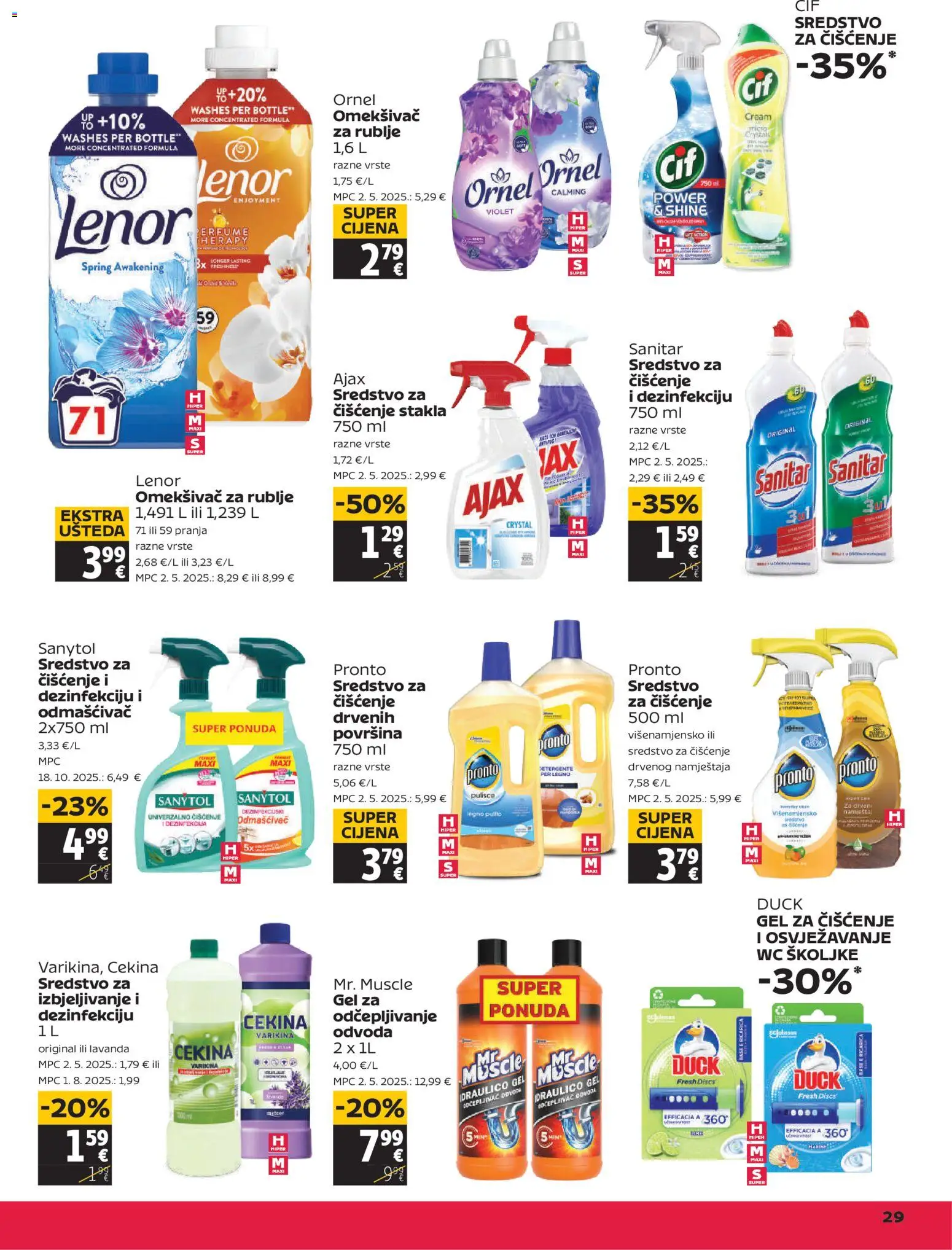 Tommy katalog | vrijedi od 05.03.2026 | Stranica: 29 | Proizvodi: Gel za dezinfekciju, Omekšivač, Ajax, Lenor