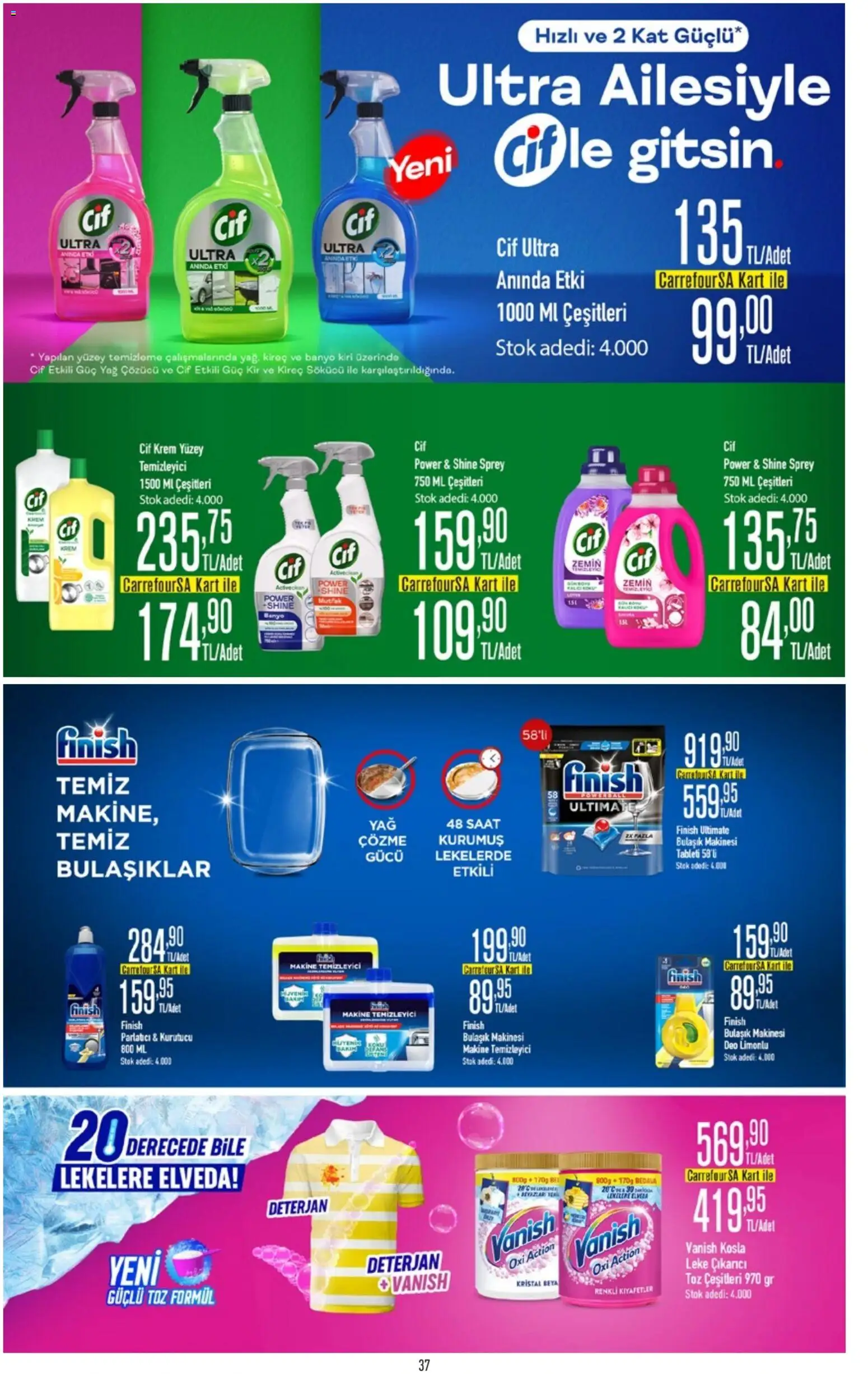 CarrefourSA Katalog - 09.04.2026 tarihinden itibaren geçerlidir | Sayfa: 38 | Ürünler: Deterjan, Parlatıcı, Yüzey temizleyici, Kurutucu